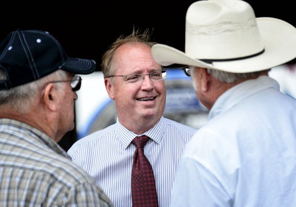 First District GOP candidate Jim Hagedorn talked with folks at Farmfest on August 6, 2014.