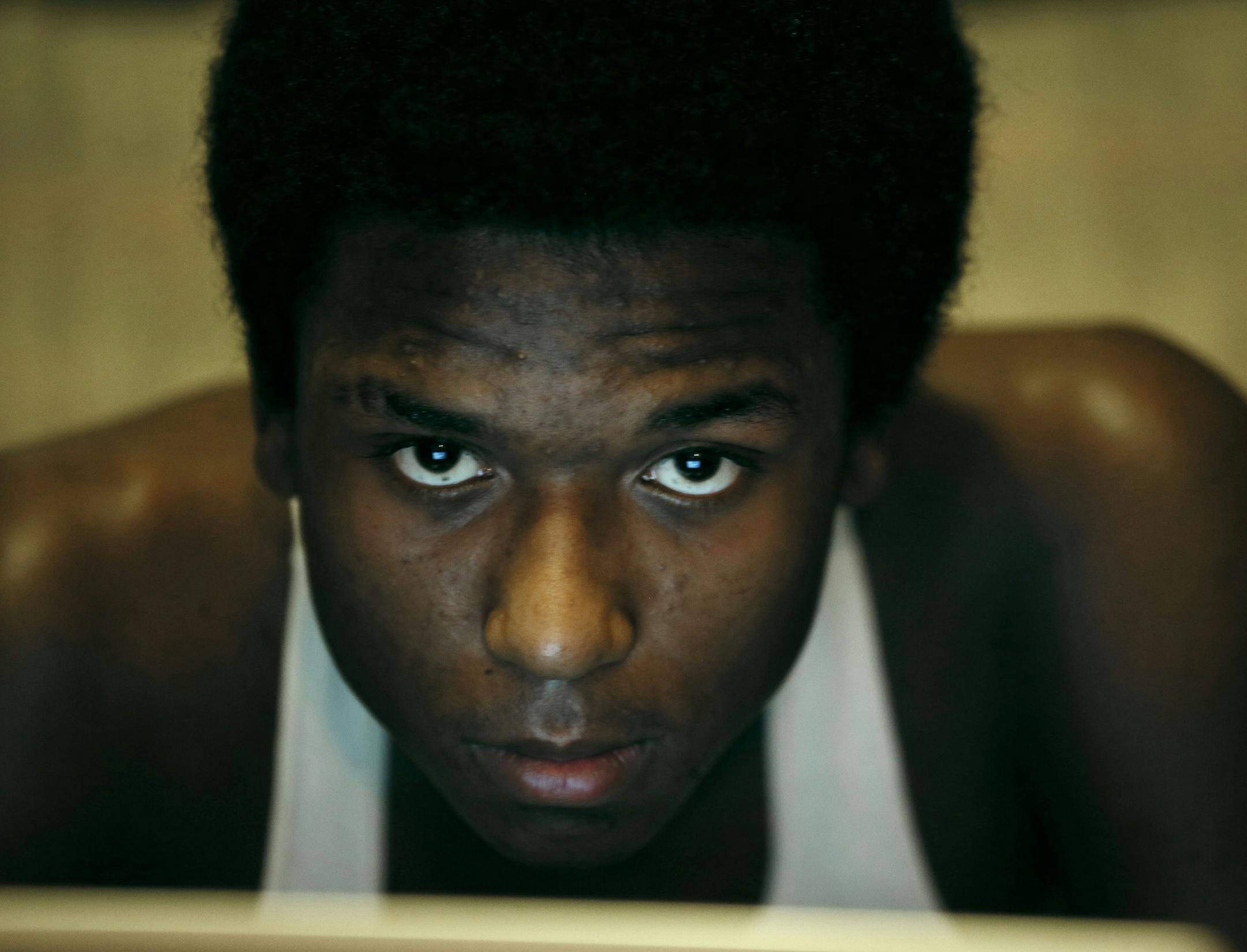 Malik Morgan 14, stared at his computer at his home, with the help of his parents Jose and Margaret Morgan he is trying too stay out of trouble, he lives with his parents in north Minneapolis, MN ] JERRY HOLT ‚Ä¢ jerry.holt@startribune.com