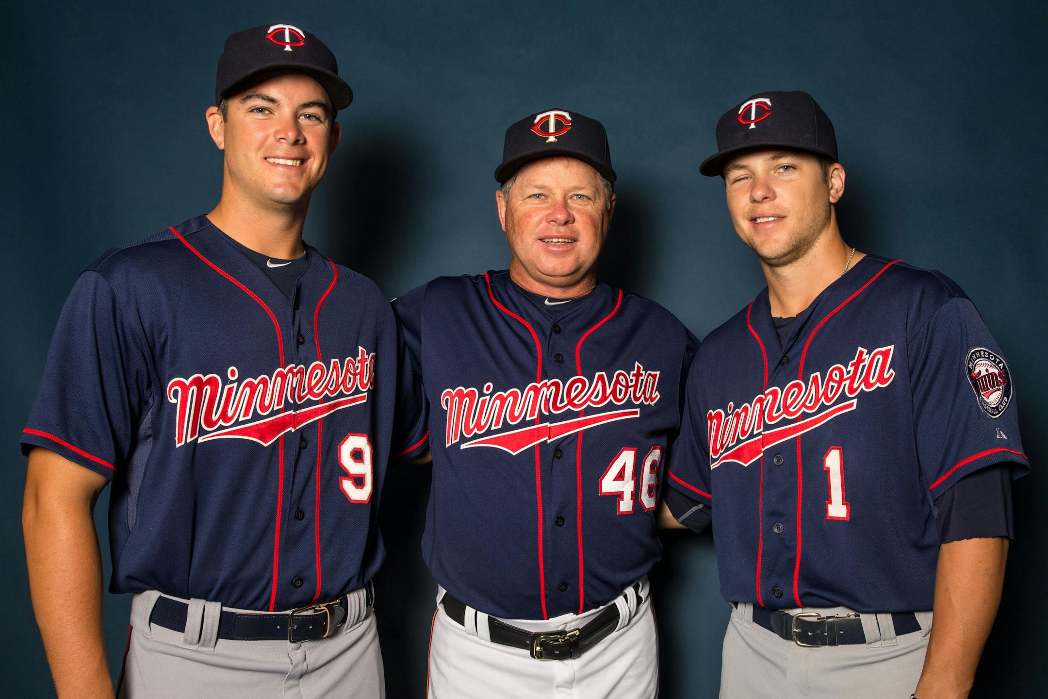 Twins bench coach Joe Vavra, center, coached sons Trey, left, and and Tanner last winter in the Australian Baseball League. One of the rules: “You don’t call him Dad at the park,” Tanner said.