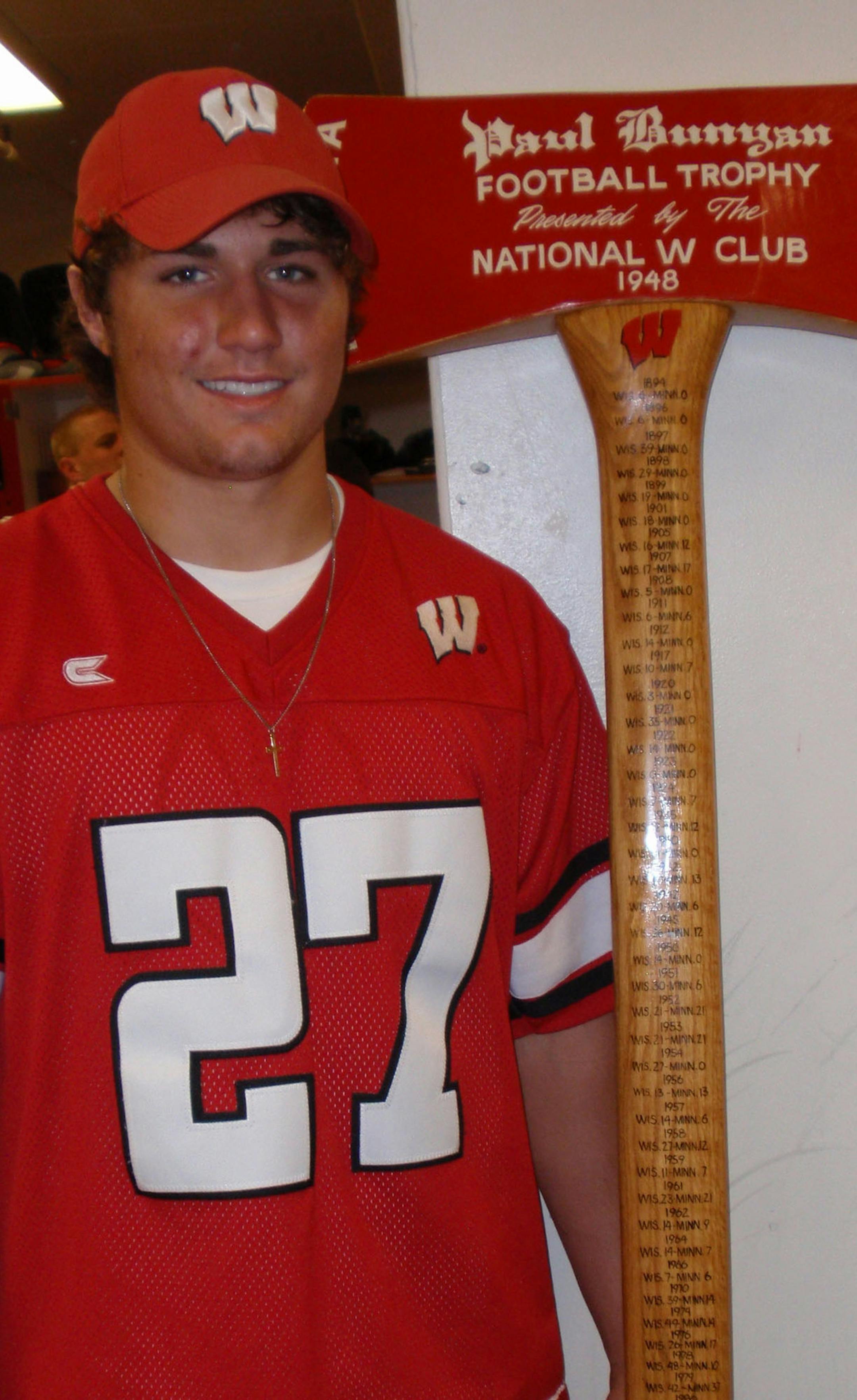 Courtesy of Nelson family Philip Nelson posed with Axe during 2010 recruiting trip to Wisconsin.