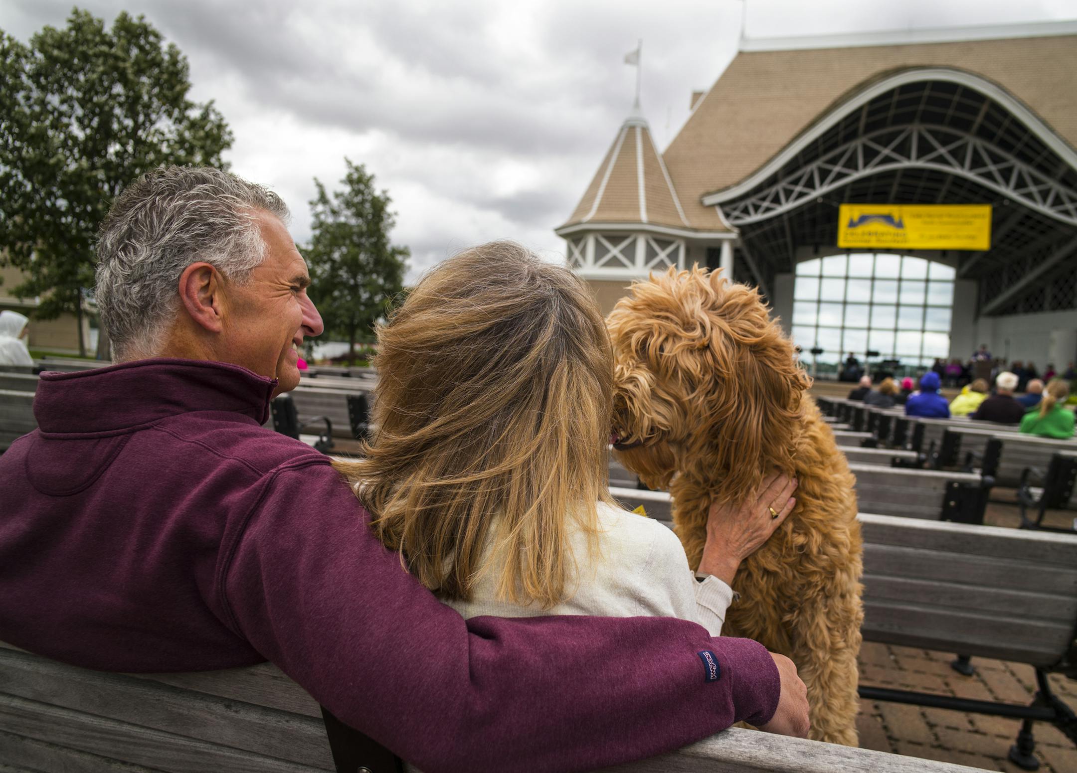 Jack and Lori Mertes skip traditional Sunday church services in the summer and head to the Lake Harriet bandshell's services. "You feel God all around you," said Lori.