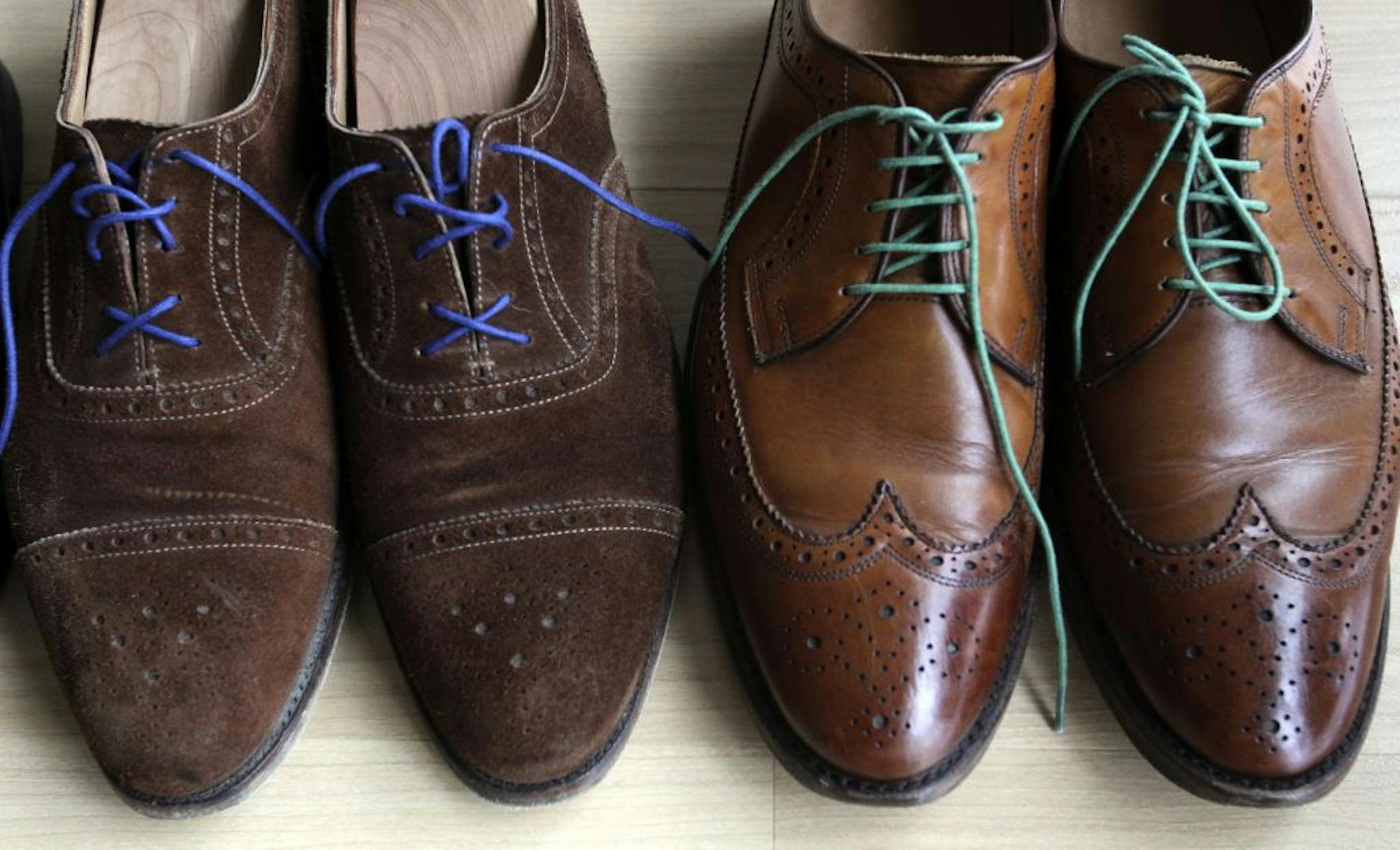Shoelaces by Minneapolis-based Benjo's Boot & Shoe Lacing add a pop of color.