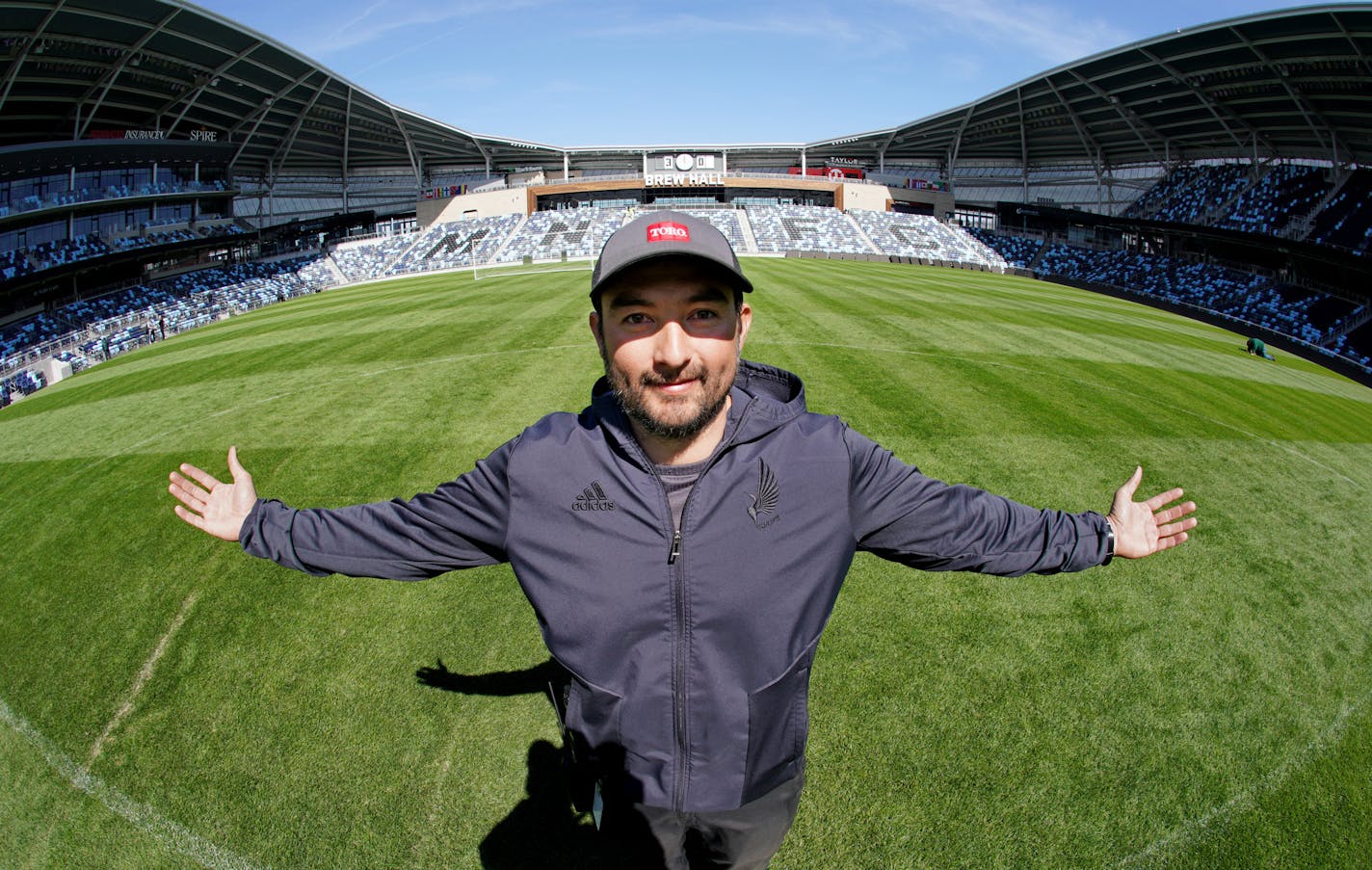 First Minnesota United soccer practice at Allianz Field In St. Paul. Head groundskeeper Ryan Moy. ]
brian.peterson@startribune.com
St. Paul, MN Wednesday, April 3, 2019