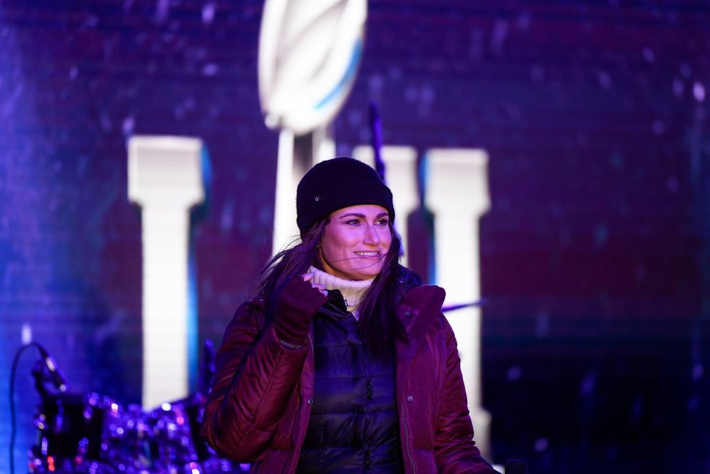 Idina Menzel took the stage before singing Frozen's "Let it Go" Friday night on Nicollet Mall.