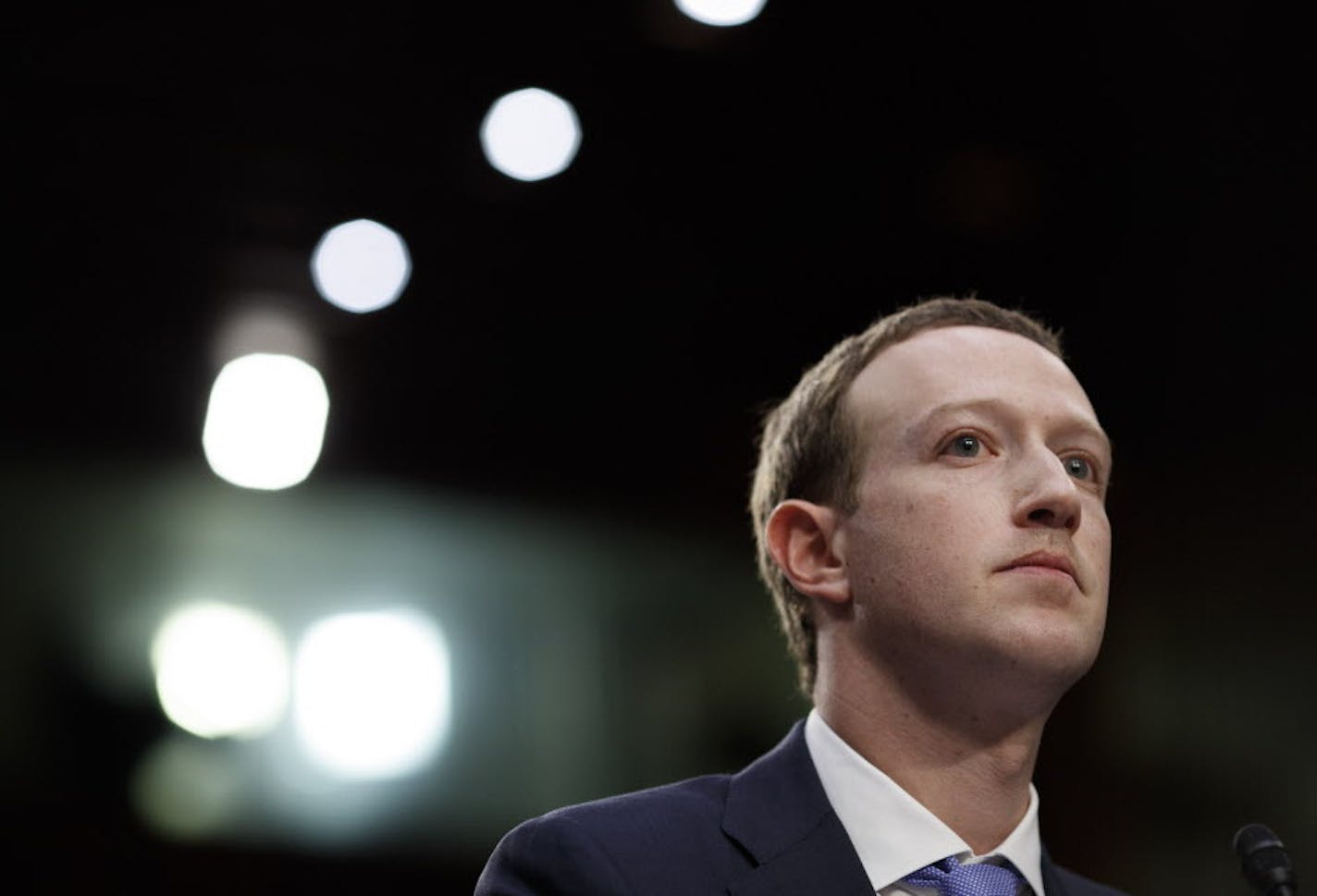 Mark Zuckerberg, the chief executive of Facebook, testifies at a joint Senate Judiciary and Commerce Committee hearing, on Capitol Hill in Washington, April 10, 2018. (Tom Brenner/The New York Times)