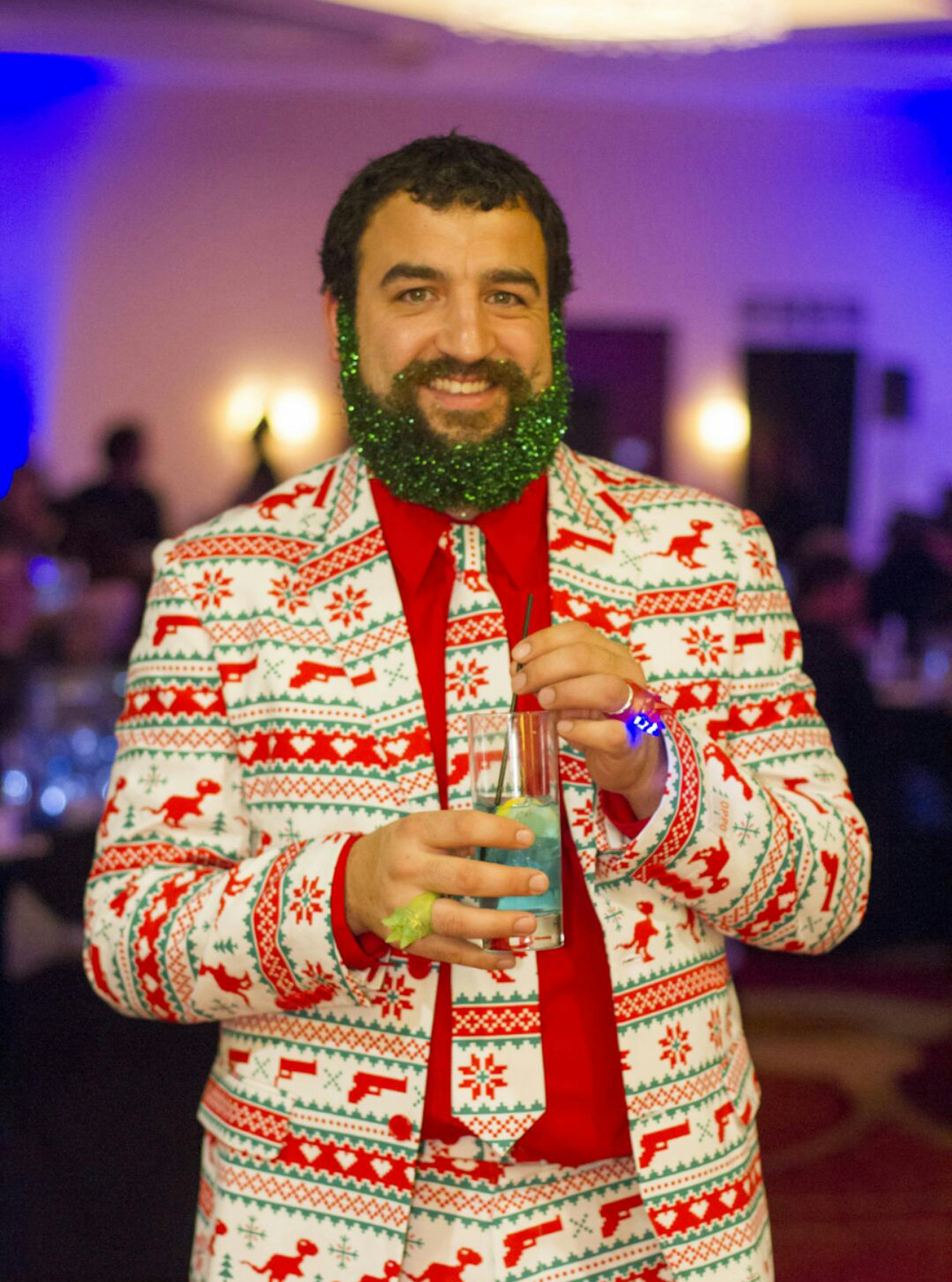Richard Mendez of Buffalo, Minn., wore a glitter beard to a holiday party. Provided photo.