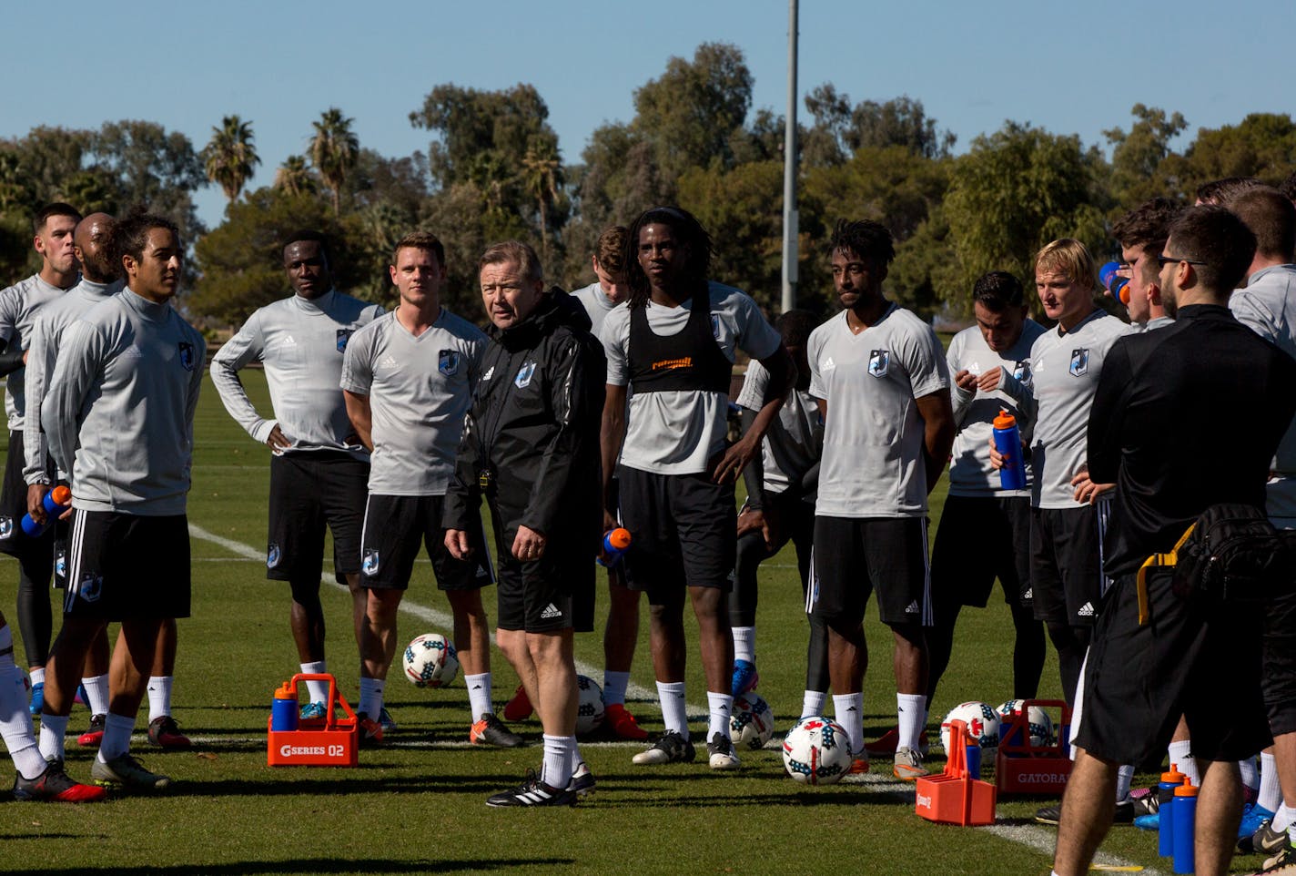 Minnesota United FC coach Adrian Heath, shown last month at preseason training camp in Casa Grande, Ariz., lauded his team's improved play after posting its second 1-1 draw of the preseason.