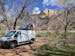 Campervan parked in Watchman Campground at Zion National Park.