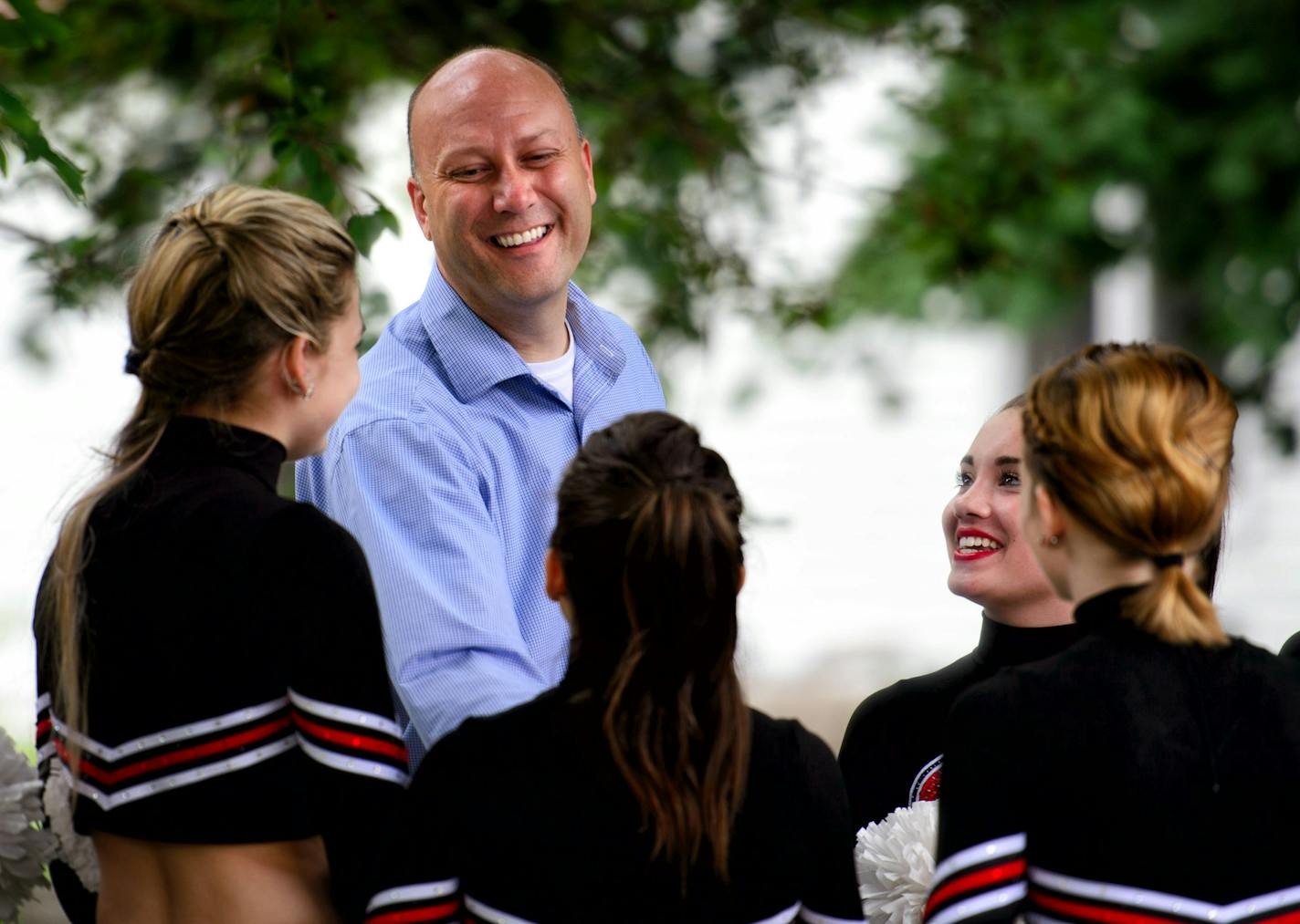 Marty Seifert, one of four serious contenders for the GOP primary for governor, greeted people along the parade route at the Granite City Days parade in St. Cloud, Saturday June 28, 2014. ] GLEN STUBBE * gstubbe@startribune.com