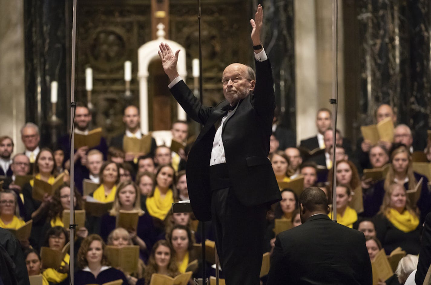 Philip Brunelle, founder of VocalEssence, conducted a performance at the Cathedral of St. Paul in 2018. RENEE JONES SCHNEIDER • renee.jones@startribune.com