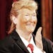 Meryl Streep donned an outfit and makeup to imitate Donald Trump in the Park Public Theater Gala in New York on Monday.