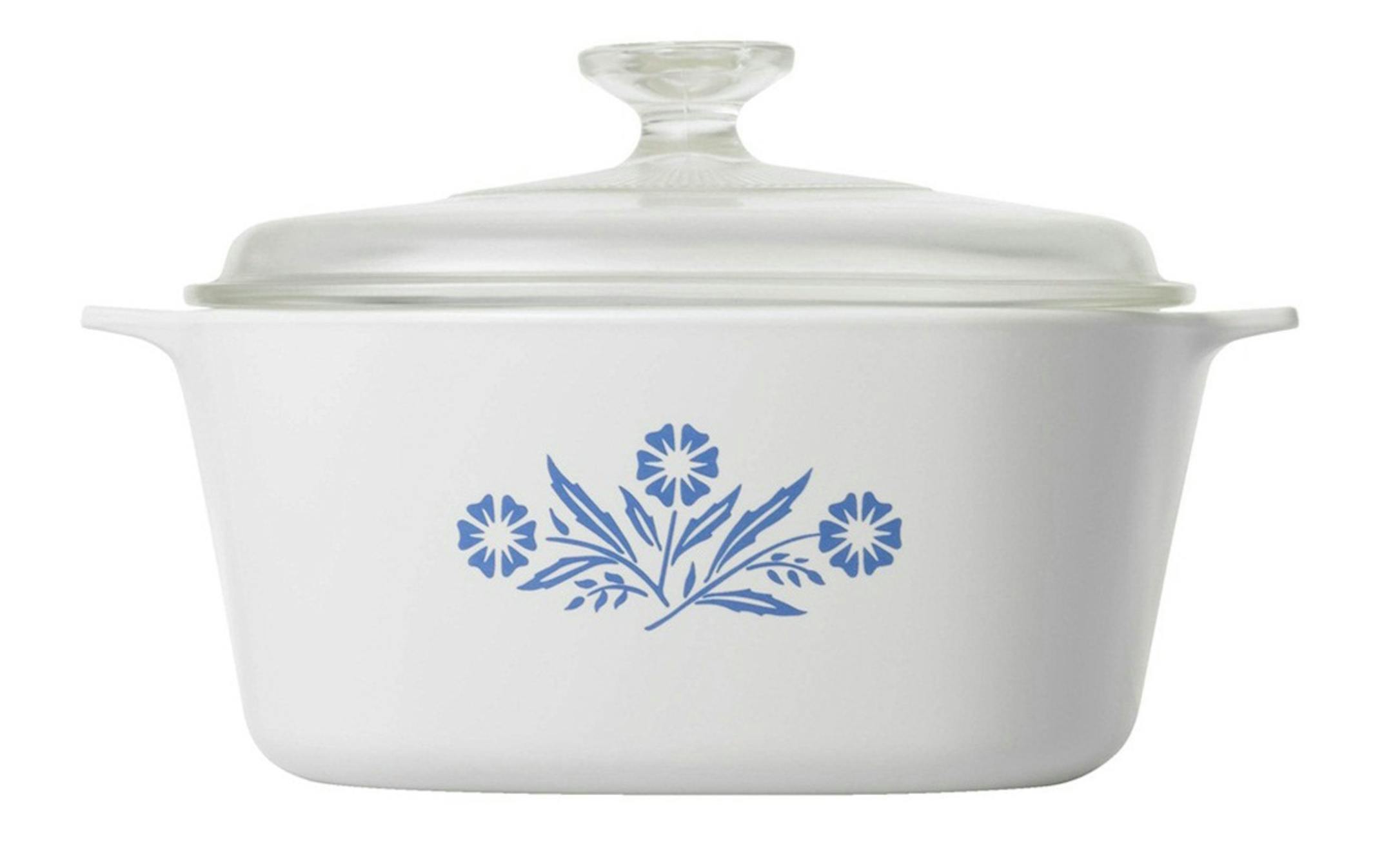 Classic blue cornflower corningware dish. PR photo