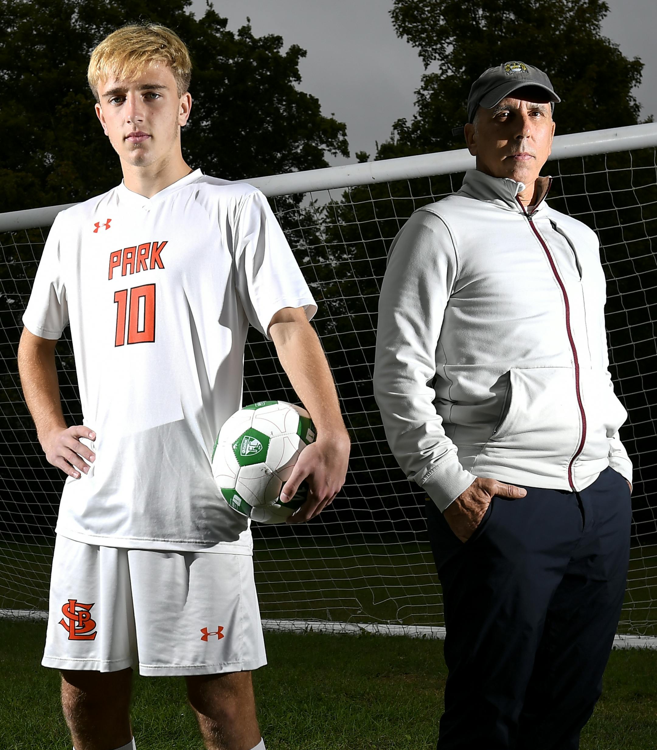 St Louis Park's Zinedine Kroeten and his father, Ted, were photographed Friday at a "Joy of the People" soccer field in St. Paul. ] AARON LAVINSKY &#x2022; aaron.lavinsky@startribune.com Feature on St Louis Park's Zinedine Kroeten and his father, Ted, a former MN Thunder player and director of a group called Joy of the People, a more organic, free-play answer to the world of structured soccer. We photograph Zinedine and Ted Kroeten on Friday, Oct. 5, 2018 at the soccer field behind "Joy of the P