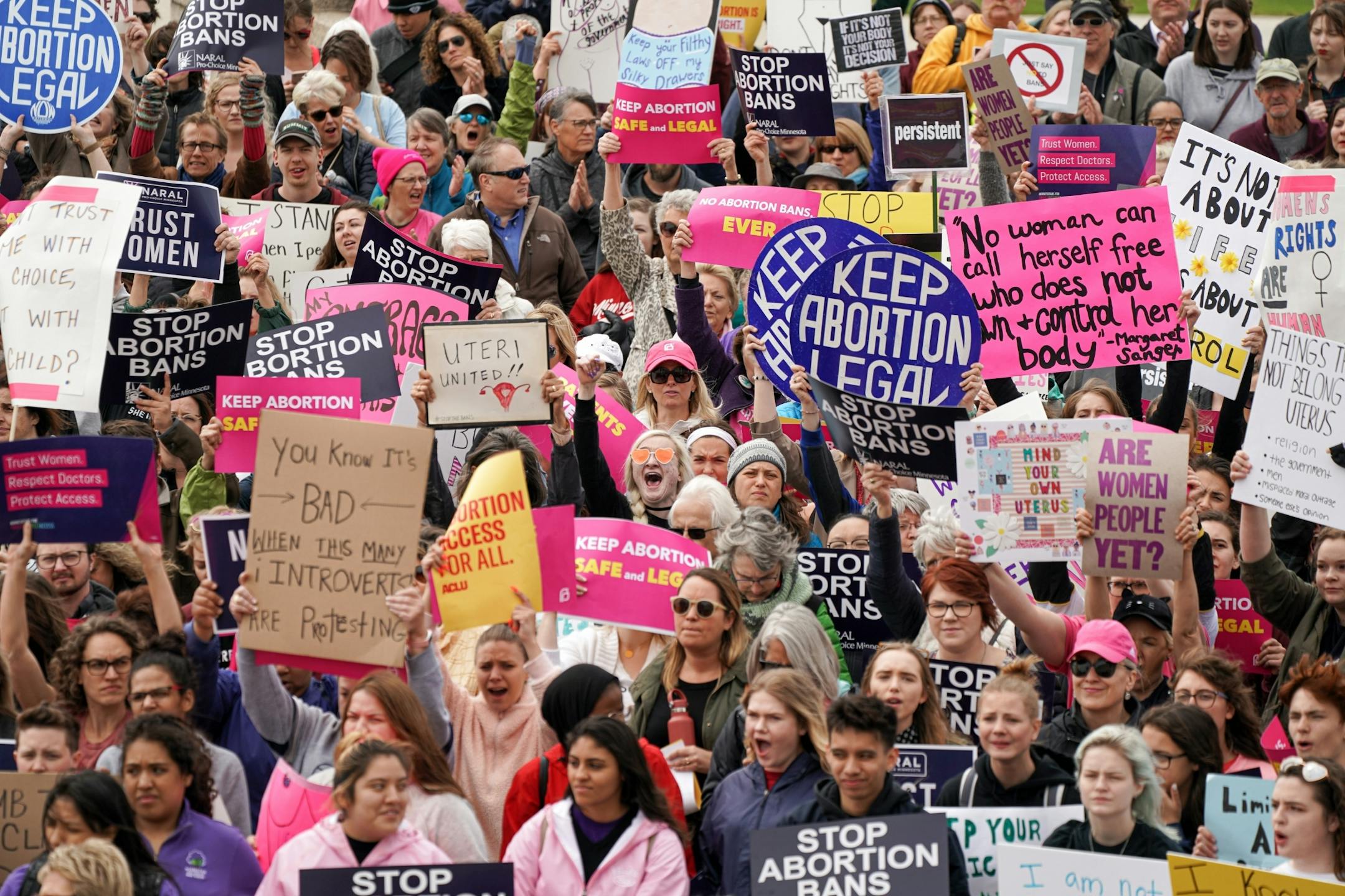 Protesters rallied at the Minnesota State Capitol to call for a stop to the abortion bans being instituted in some states around the country.