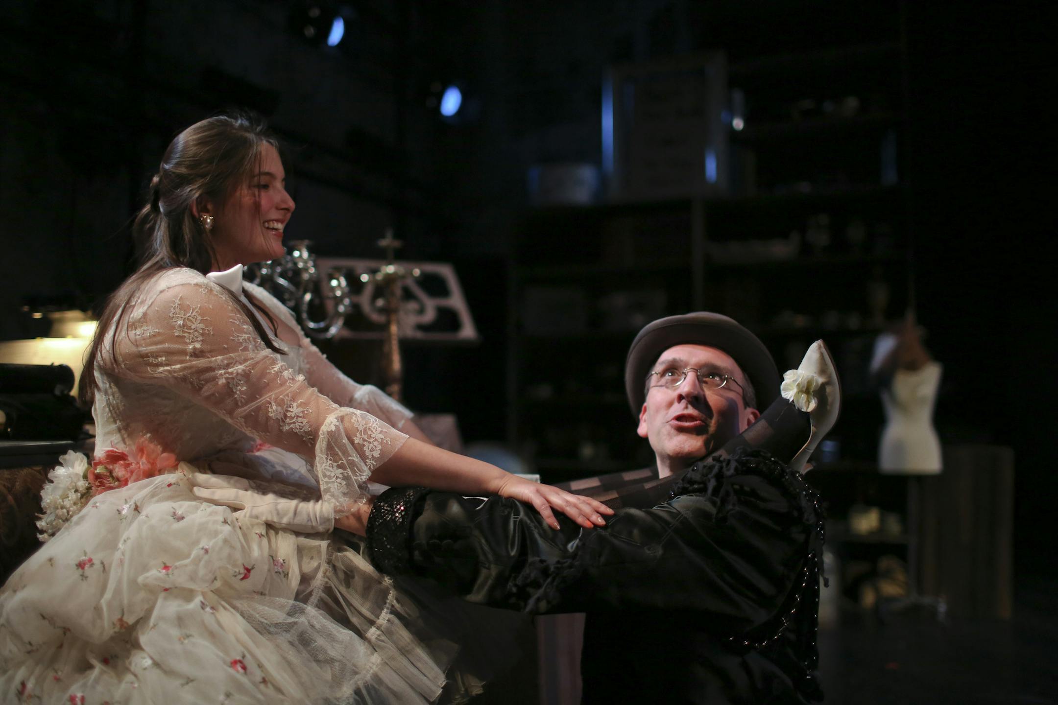 Bradley Greenwald, as Macheath, and Suzie Juul, as Polly Peachum, star in Frank Theatre's production of "The Threepenny Opera."