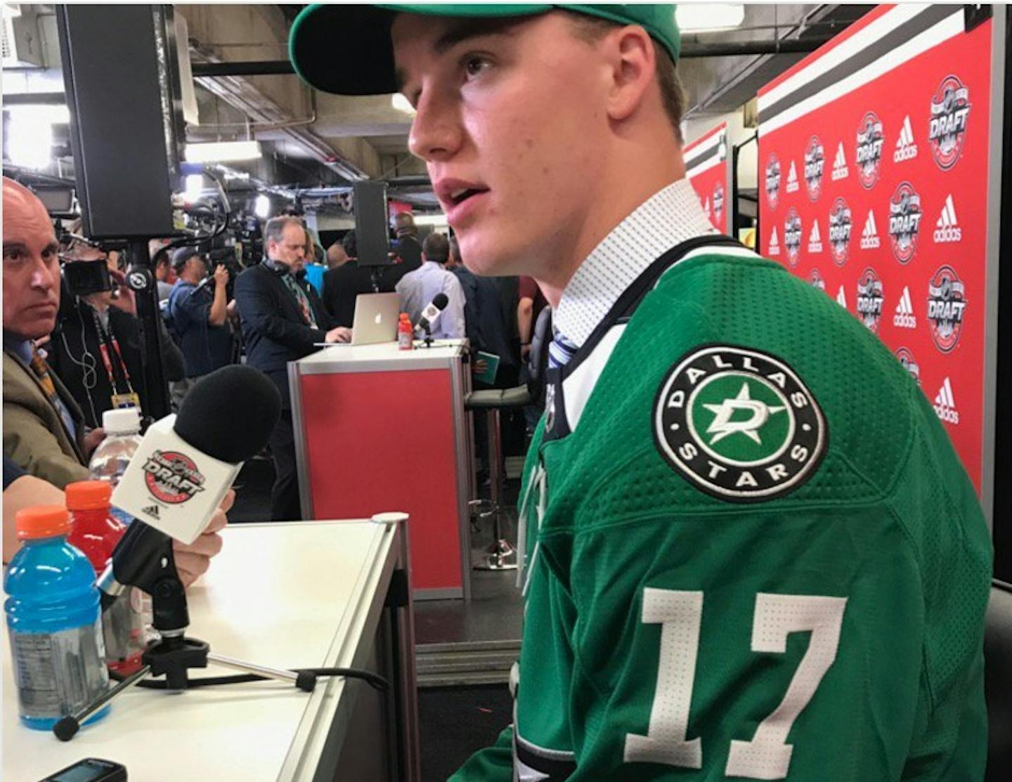 Jake Oettinger spoke with the media after the Dallas Stars made him the No. 26 pick in Friday's NHL draft.