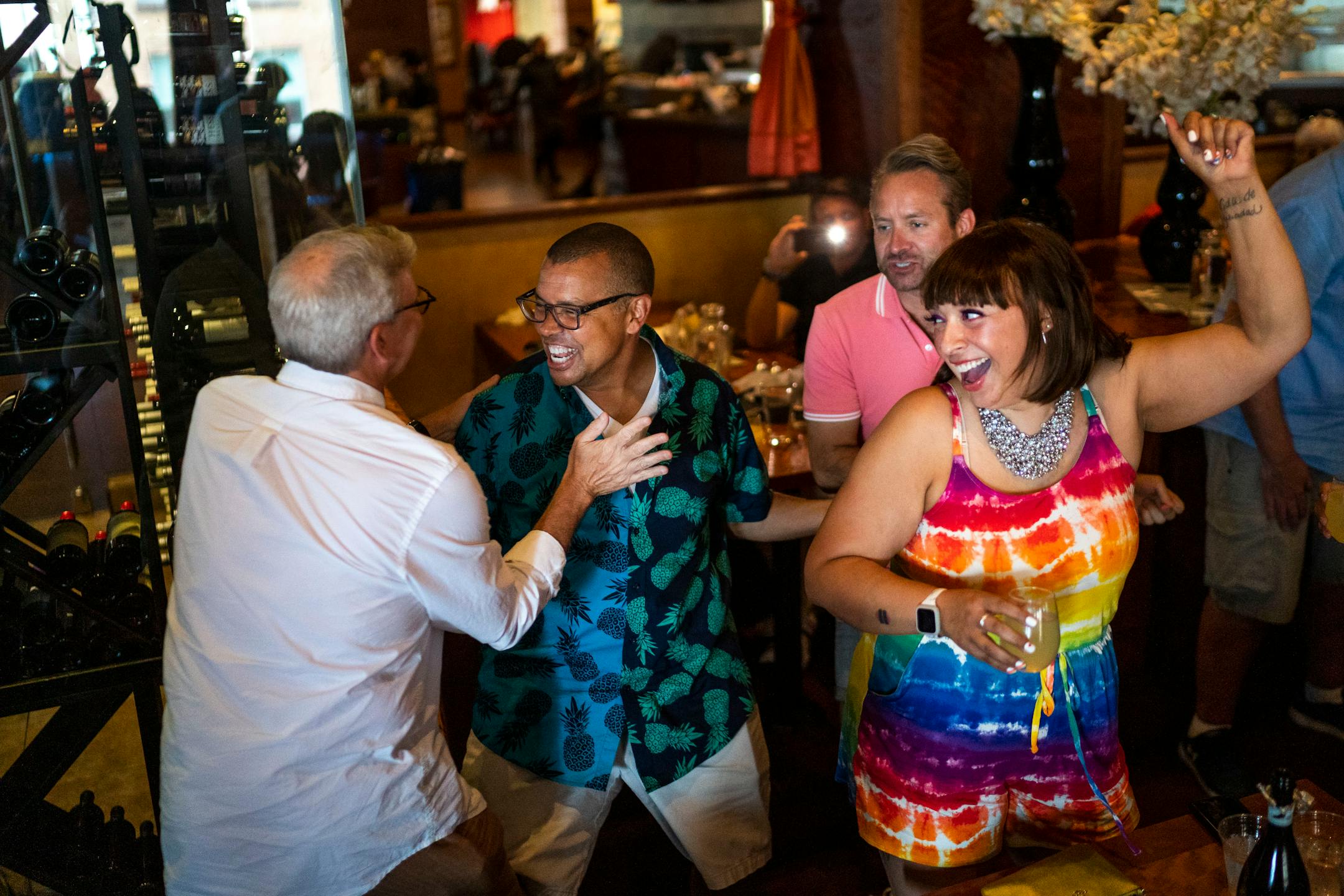 People dance to the final song during a drag brunch performance at Crave on Sunday, June 20, 2021, in Minneapolis at Crave on Sunday, June 20, 2021, in Minneapolis. ] ANTRANIK TAVITIAN • anto.tavitian@startribune.com
