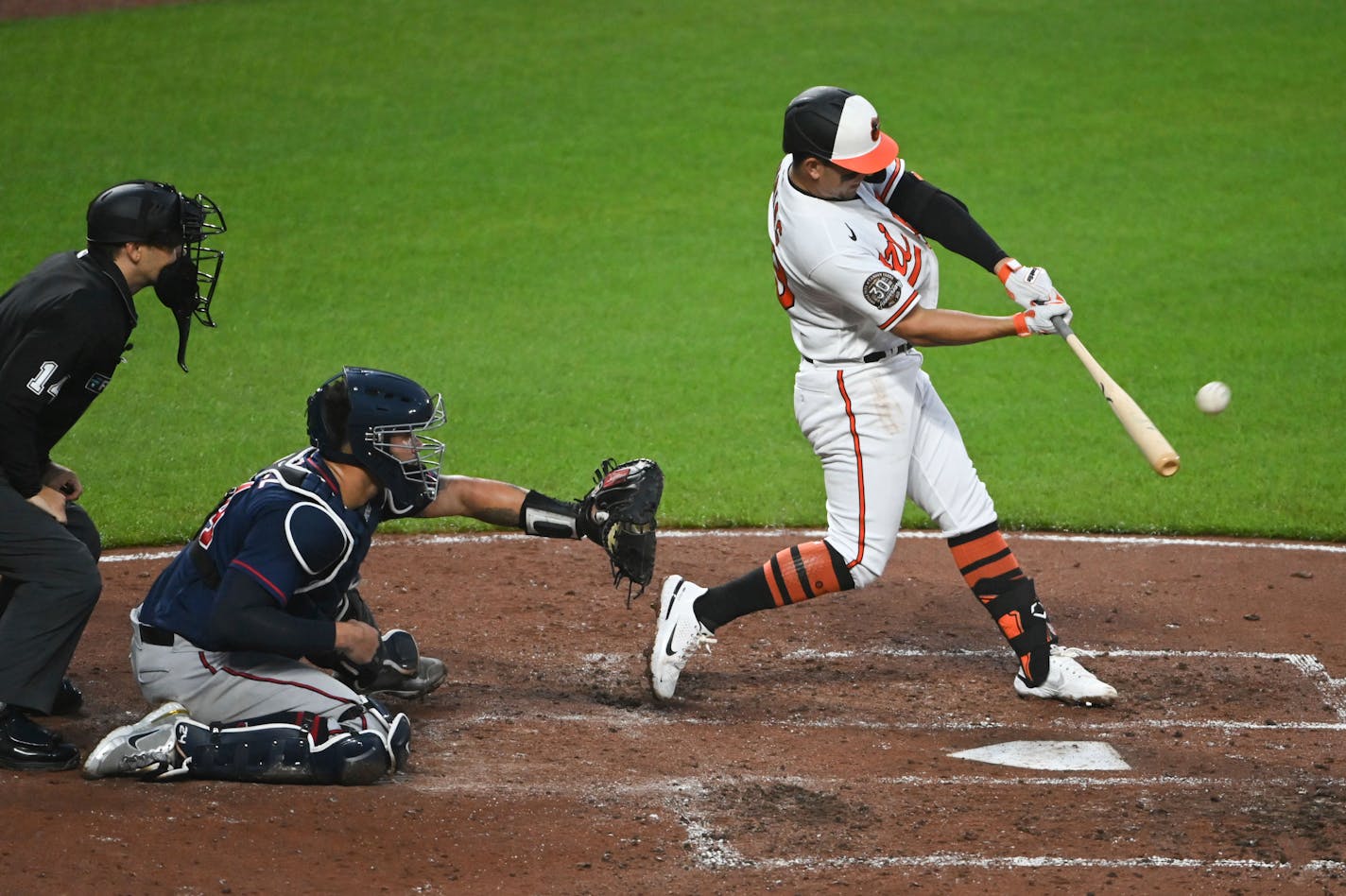 Baltimore's Ramon Urias hit a two-run home run during the third inning of the team's game against the Twins on Wednesday