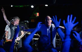 Lead singer Craig Finn with lead guitarist Tad Kubler of The Hold Steady during their set in the 7th St. Entry Thursday, May 1, 2025. This was the bel
