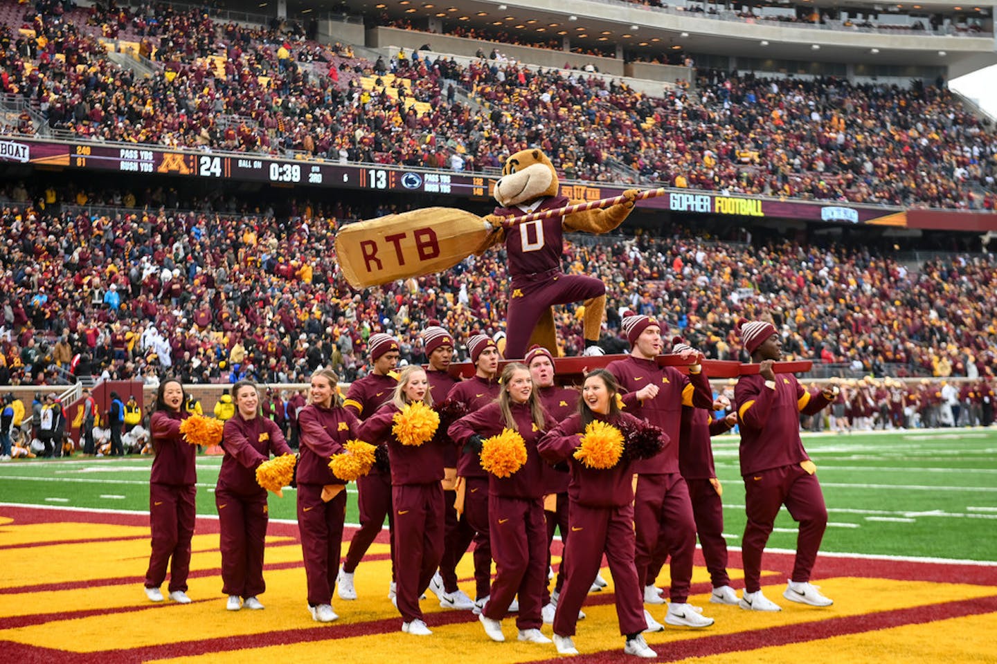 Goldy Gopher and the cheer squad are expected to be busy on New Year's Day.