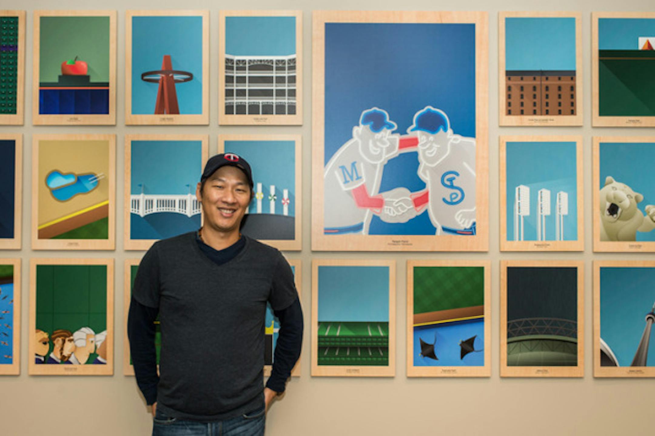 Minimalist Ballpark art series by S. Preston on display at Target Field in Minneapolis, Minnesota on April 29, 2014