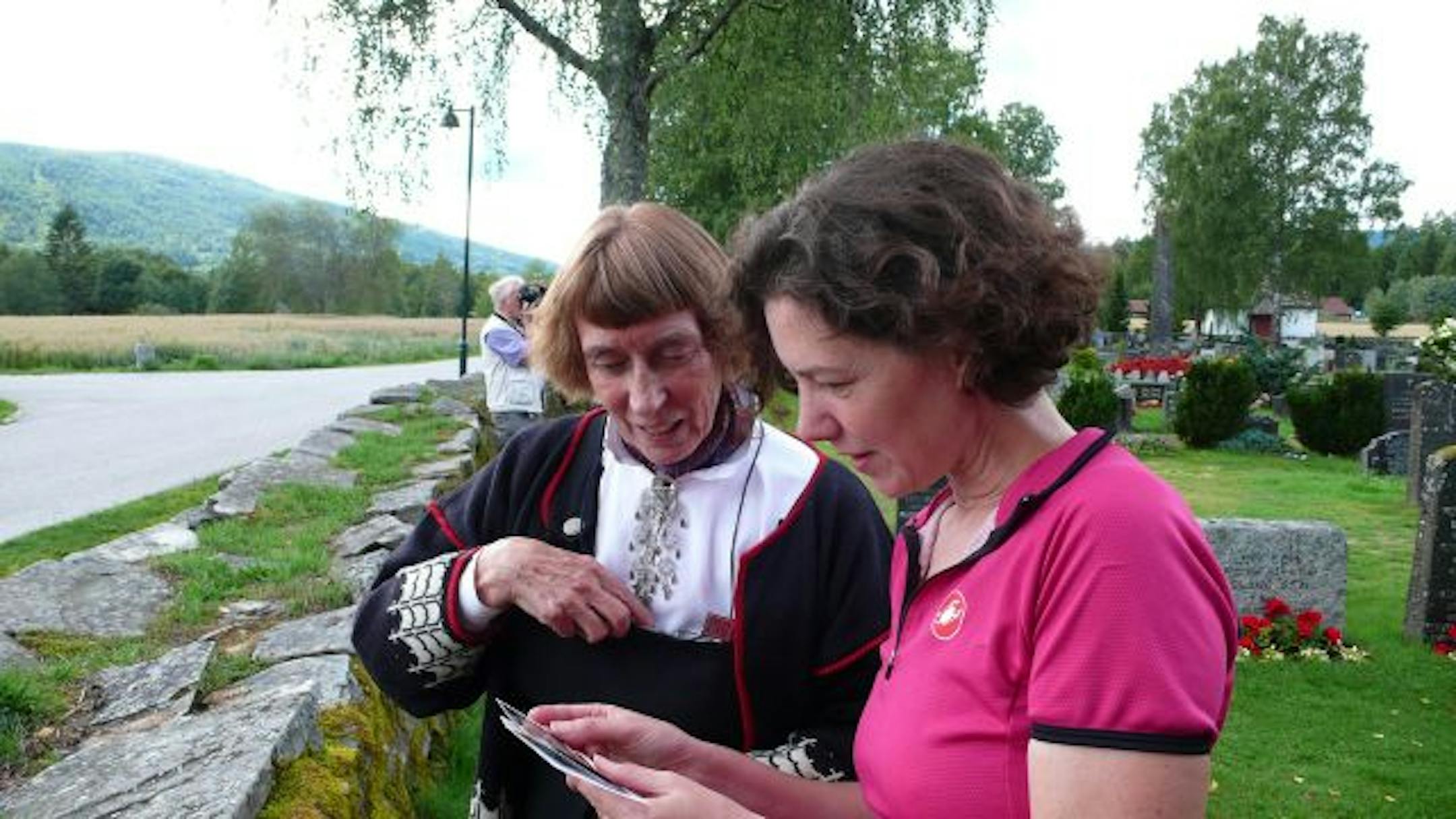 The guide at the Stave church in Heddal helped Sasha Aslanian find the farm where her grandparents had biked to visit family during World War II.