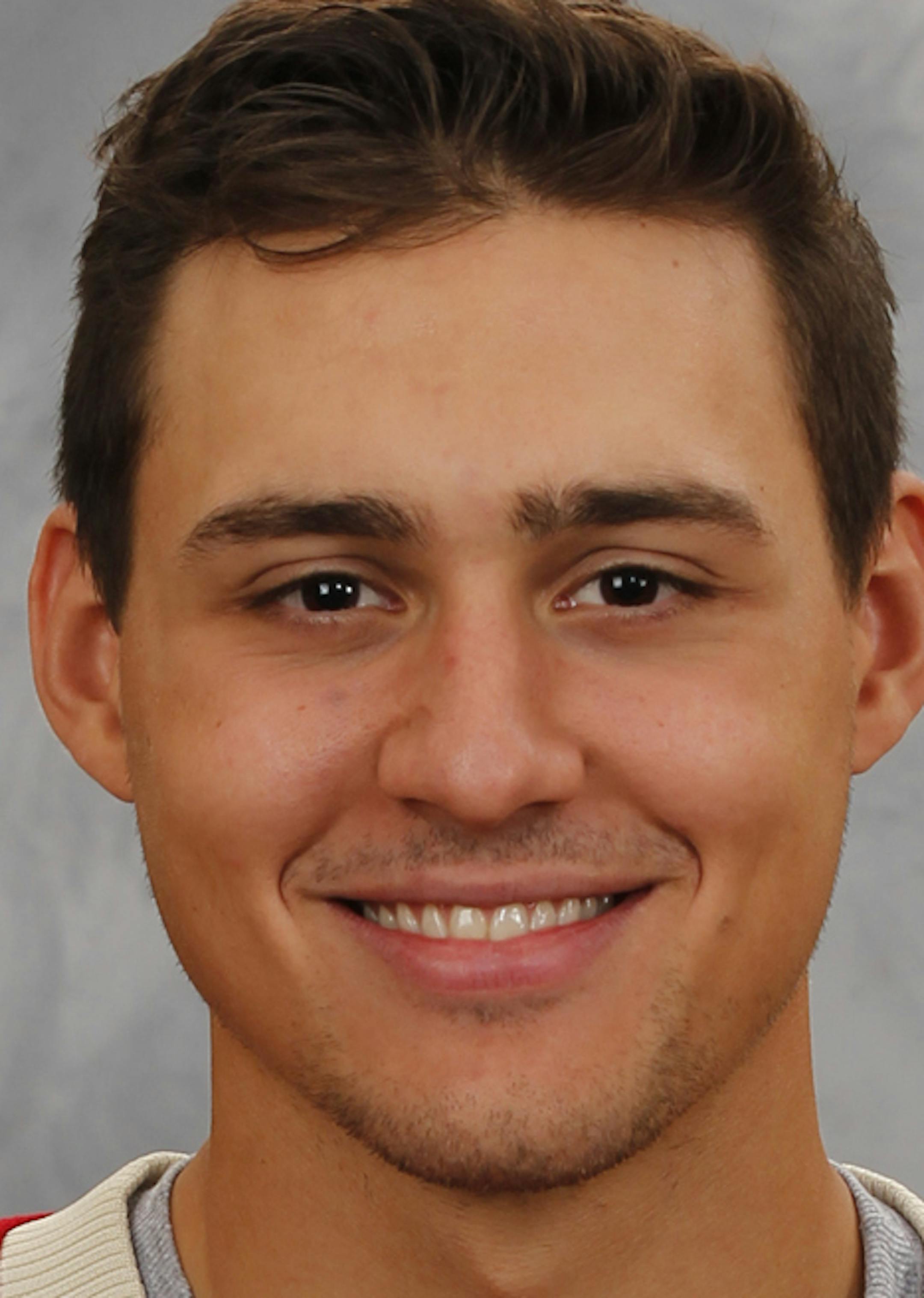 ST. PAUL, MN – SEPTEMBER 11: Nino Niederreiter of the Minnesota Wild poses for his official headshot for the 2013-2014 season on September 11, 2013 at the Xcel Energy Center in Saint Paul, Minnesota. (Photo by Andy King/NHLI via Getty Images) *** Local Caption *** Nino Niederreiter ORG XMIT: 177614294