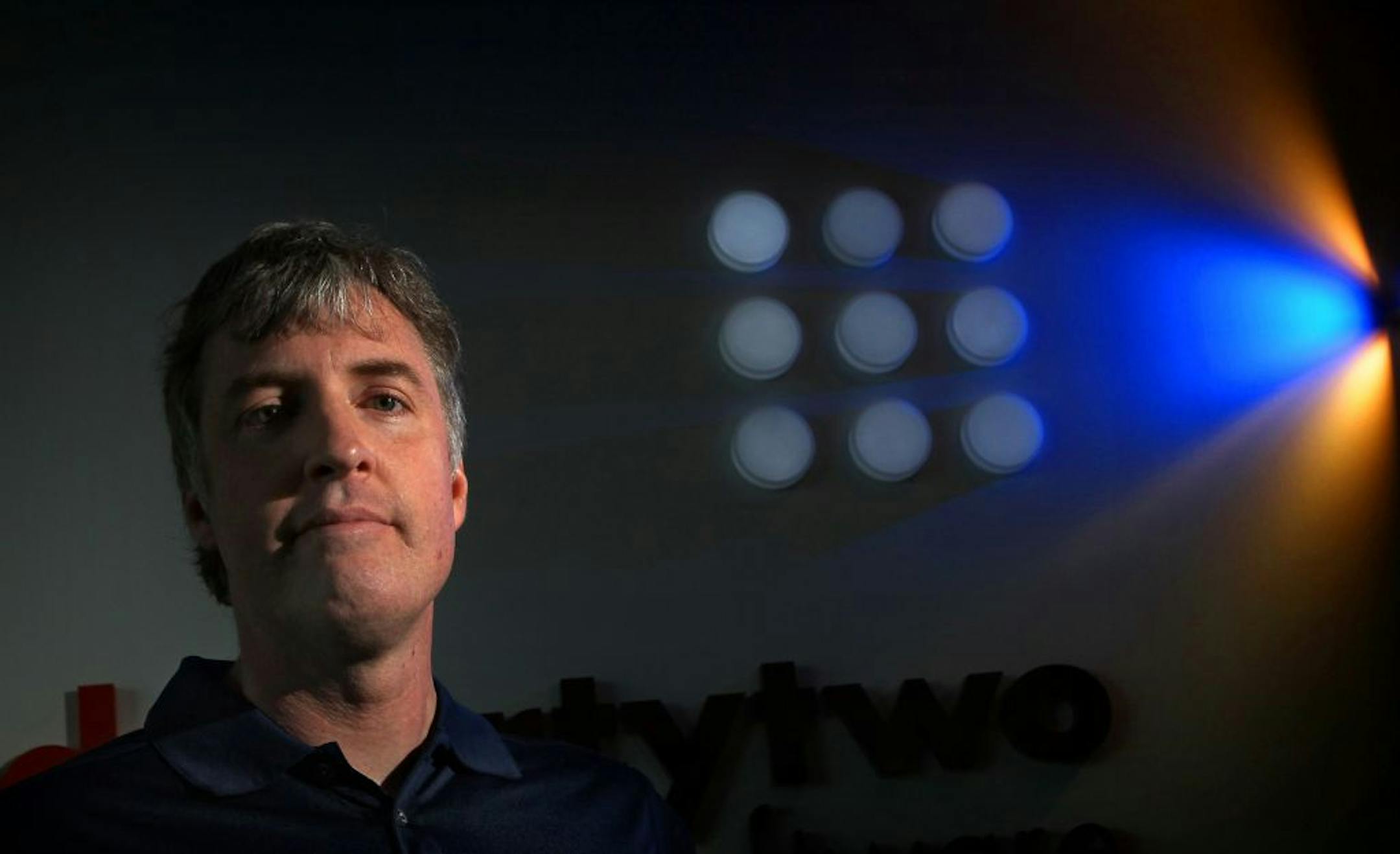 Matthew Dornquast is the chairman/CEO and owner of Code 42 Software, a Minneapolis company that backs up data with a service called CrashPlan. The company also does some with with hardware, designing and selling servers (made in California) to run its backup software for corporate clients. At Dornquast's right is the company's modern-looking logo, which he described as emblematic of making order out of chaos.