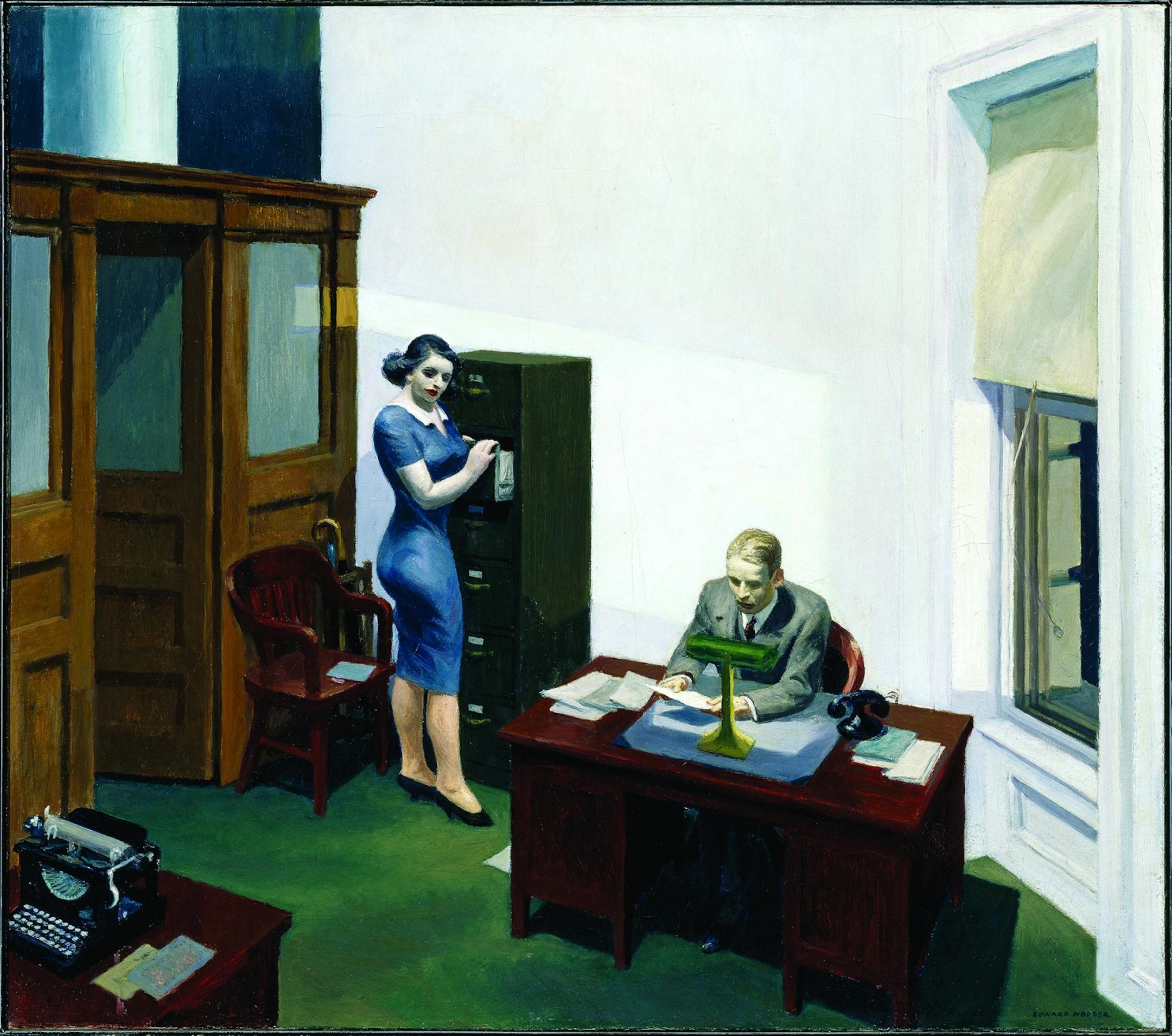 "Office at Night" by artist Edward Hopper is among the collection at the Walker Art Center in Minneapolis. credit: Provided by Walker Art Center Edward Hopper (1882-1967) Office at Night, 1940 Oil on canvas, 22 3/16 x 25 1/8 in. (56.4 x 63.8 cm) Walker Art Center, Minneapolis; Gift of the T.B. Walker Foundation, Gilbert M. Walker Fund