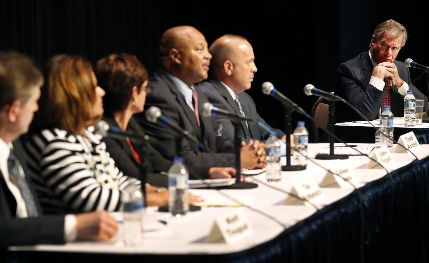 St. Paul mayor Chris Coleman listened to candidates for Police Chief during a public forum at Concordia University. ] CARLOS GONZALEZ cgonzalez@startribune.com - June 1, 2016, St. Paul, MN, Concordia University, A public forum on who should be the next police chief of St. Paul, Minnesota