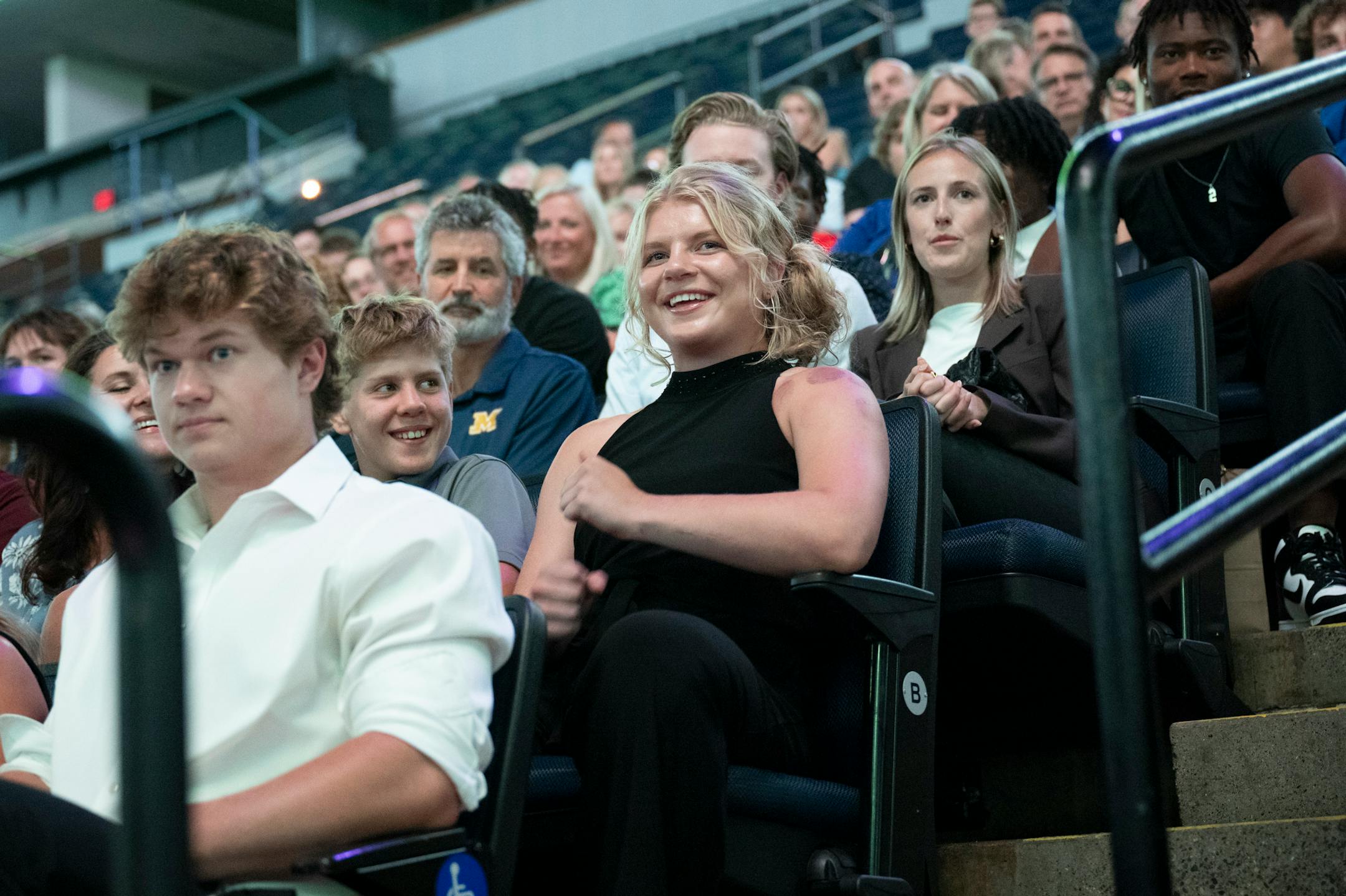 Northfield wrestler and football player Ella Pagel talks about how many hours she's trained with teammates in the gym when asked by Star Tribune Sports Editor Chris Carr during the Star Tribune's sixth annual All-Metro Sports Awards show.