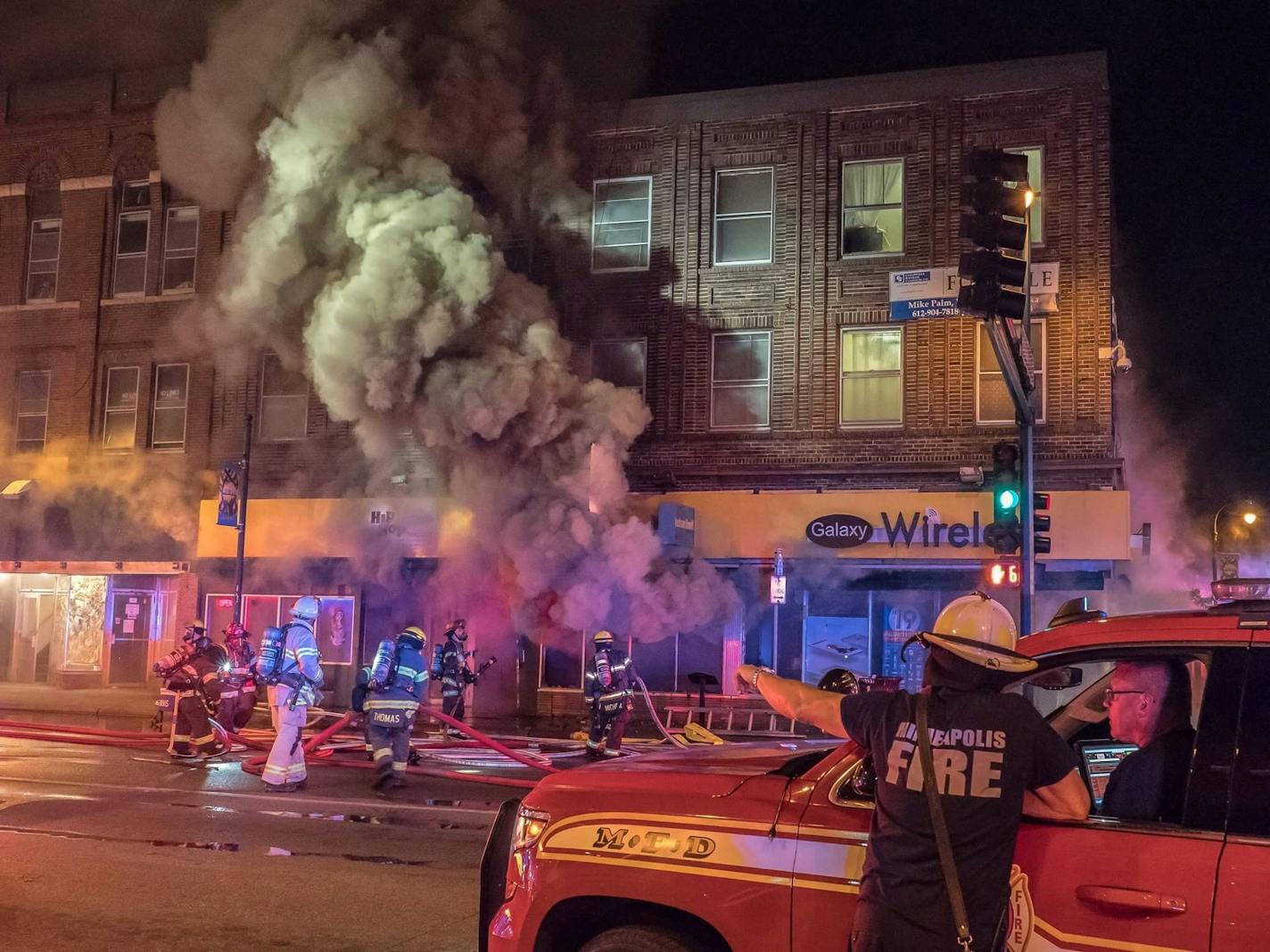 Fire engulfed a three-story building on Lake Street in Minneapolis on Sunday night, May 27, 2018.