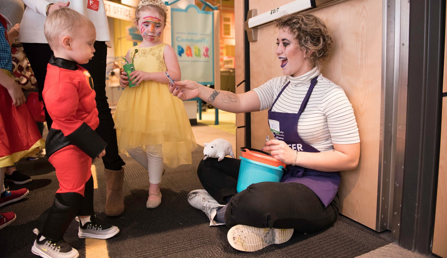 There will be no ghouls or zombies lurking about at this Halloween party. Kids and parents can put on their costume and trick-or-treat around the Minnesota Children&#x2019;s Museum. The non-spooky party features art projects, carnival activities and a costume parade. (6-9 p.m. Oct. 26-27, 10 a.m.-1 p.m. Oct. 28. $15. Minnesota Children&#x2019;s Museum, St. Paul. mcm.org.)
Photo by Bruce Silcox