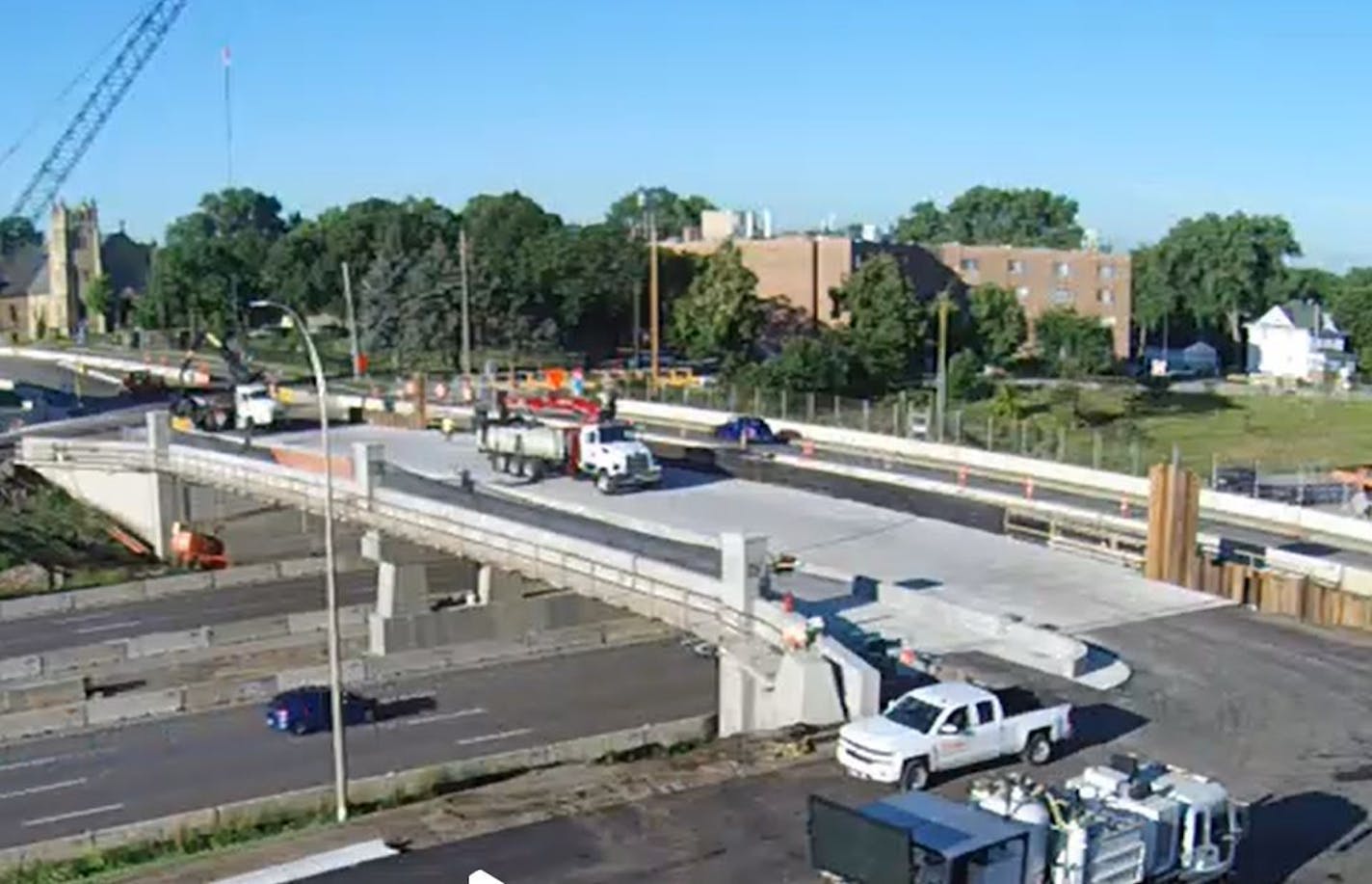 A portion of the Dale Street bridge over I-94 will be taken down this weekend. Construction of the new bridge is about half done and is expected to be complete by fall.