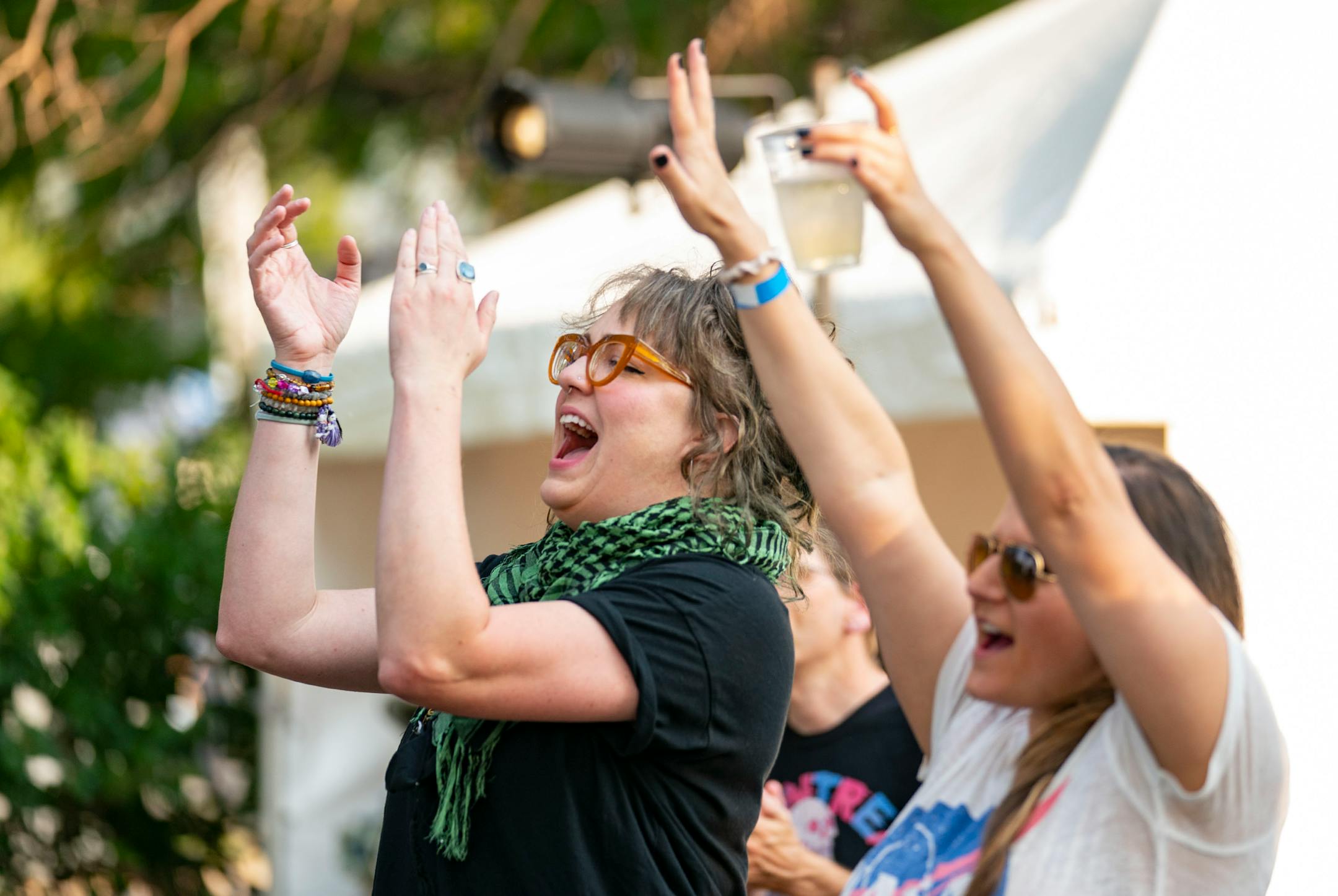 Fans danced as they listened to Bora Jork perform on the AHA Sparkling Water Stage at the Basilica Block Party on Friday evening.