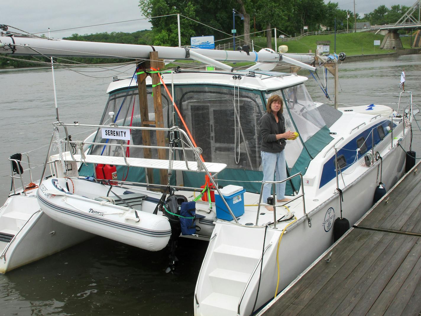 Jan Donnelly of Maryland, on her boat in Waterford, N.Y. She and her family were about to sail on the Erie Canal as part of their Great Loop trip, circling the eastern part of the country. (John Bordsen/Chicago Tribune/TNS)