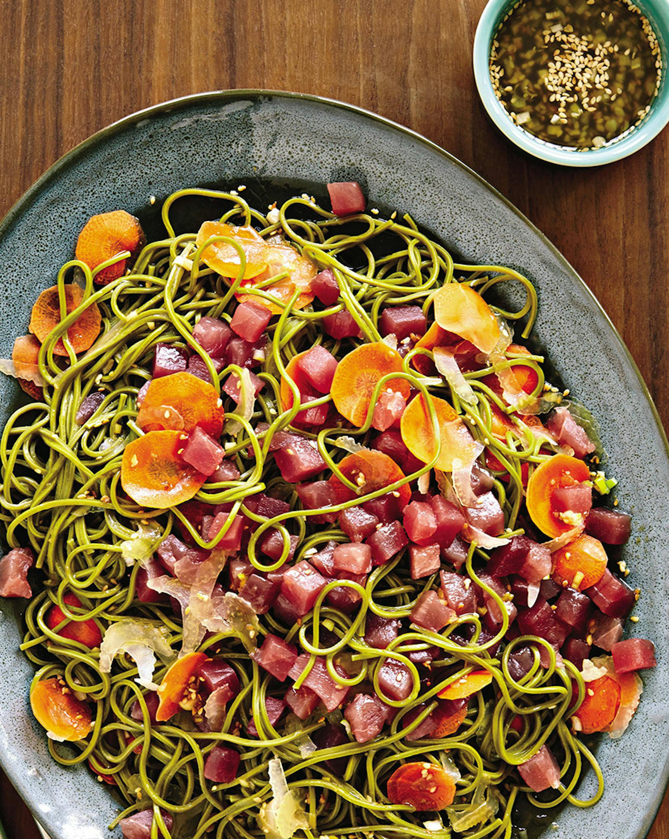 The Green Tea Soba Noodles with Tuna, From ìCharlie Palmerís American Fare.î