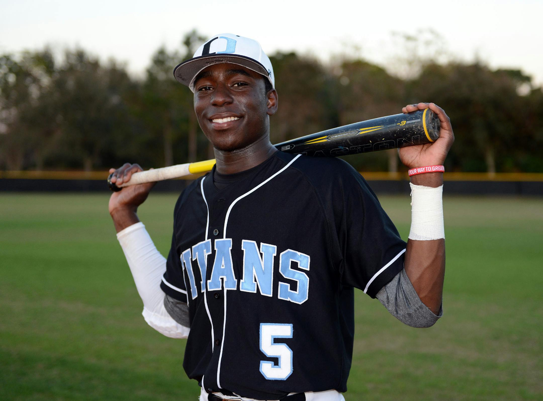 Olympia Titans shortstop Nick Gordon (5) poses for a photo after a game against the Orangewood Christian Rams at Olympia High School on February 19, 2014 in Olympia, Florida. (Mike Janes/Four Seam Images via AP Images)
