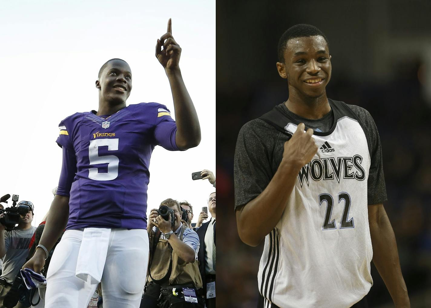 File photos by CARLOS GONZALEZ (left) and JEFF WHEELER
The drafting of Teddy Bridgewater and the trade for Andrew Wiggins both look like winners.