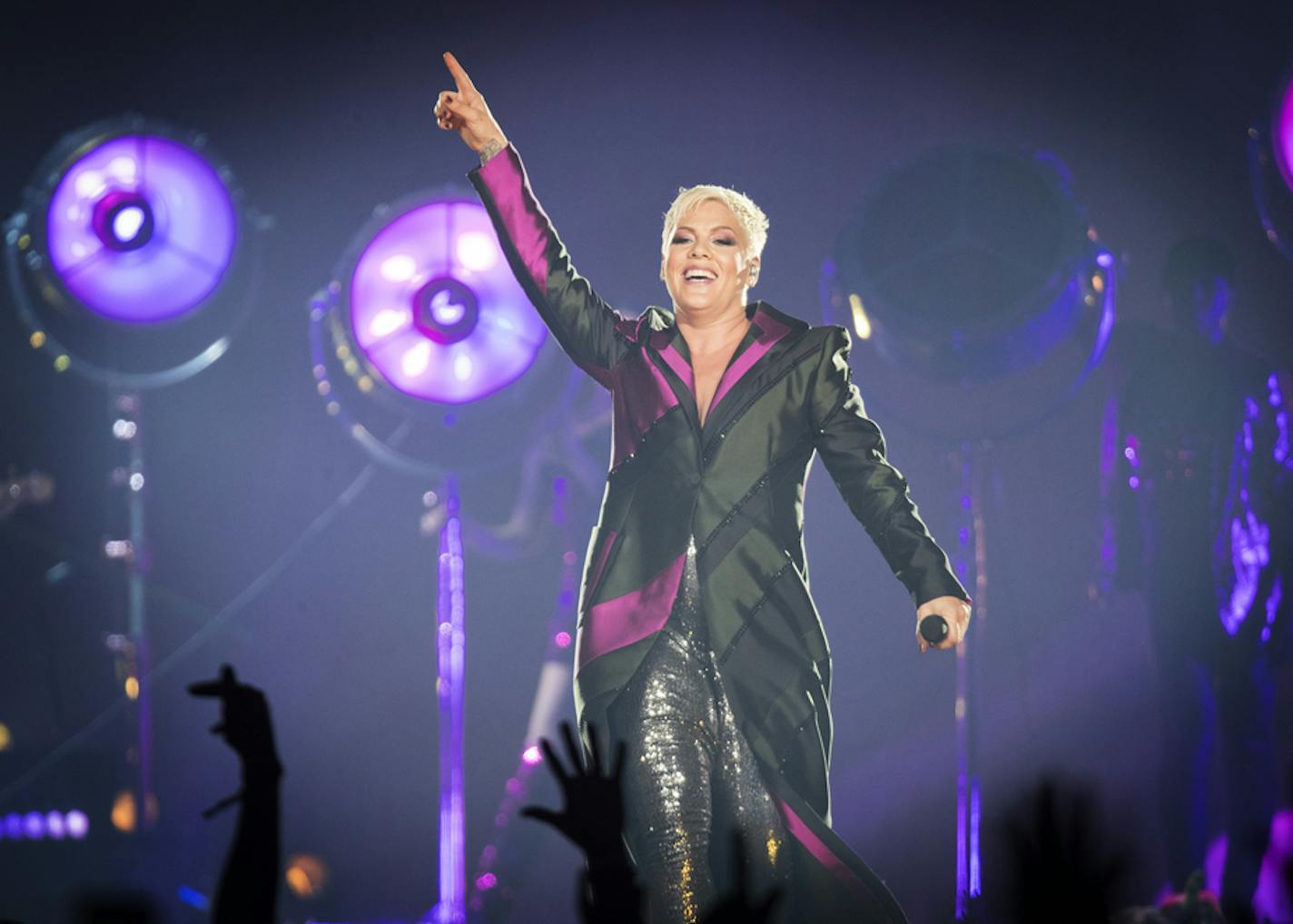 Pink performed during a sold-out show at Xcel Energy Center in March 2018. The singer returned to the St. Paul stage Sunday.