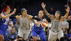 Lynx Maya Moore stole the ball from Wings Allisha Gray on the last play of the game at Target Center Tuesday , June 19, 2018 in Minneapolis, MN. ] The