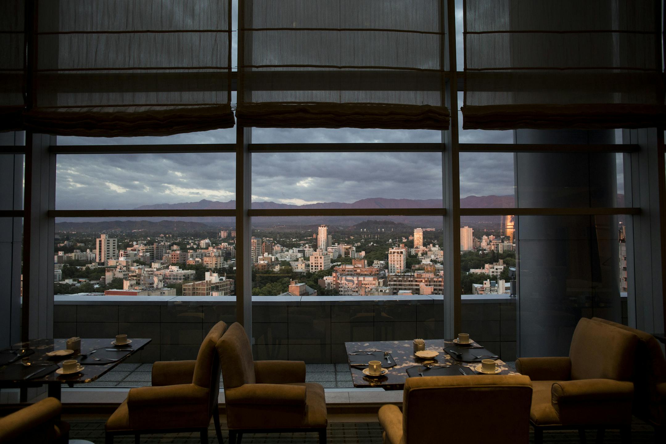 FILE -- The view from the Mirador Lounge Restaurant at the Sheraton Hotel, one of the properties that Marriott gained when it acquired Starwood Hotels and Resorts, in Mendoza, Argentina, Feb. 3, 2018. On Monday, Marriott released new rules for its combined loyalty rewards program. (Alejandro Kirchuk/The New York Times)