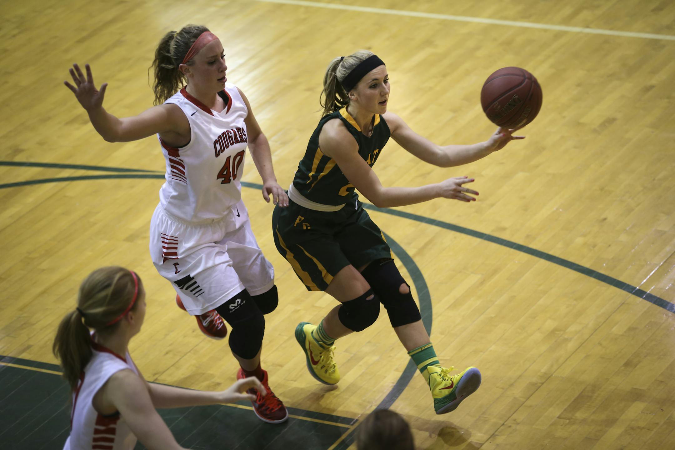 Park Center's Hannah Schaub looked to pass during a home game against Centennial.