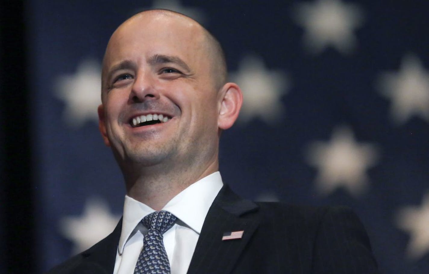 Evan McMullin, a presidential candidate from Utah, during a rally in Logan, Utah, Oct. 12, 2016. McMullin has little money and no major-party backing, and is little known outside Utah, but lately he has been drawing big crowds supporters who see his moonshot run for president as a final refuge for "Never Trump" conservatives.