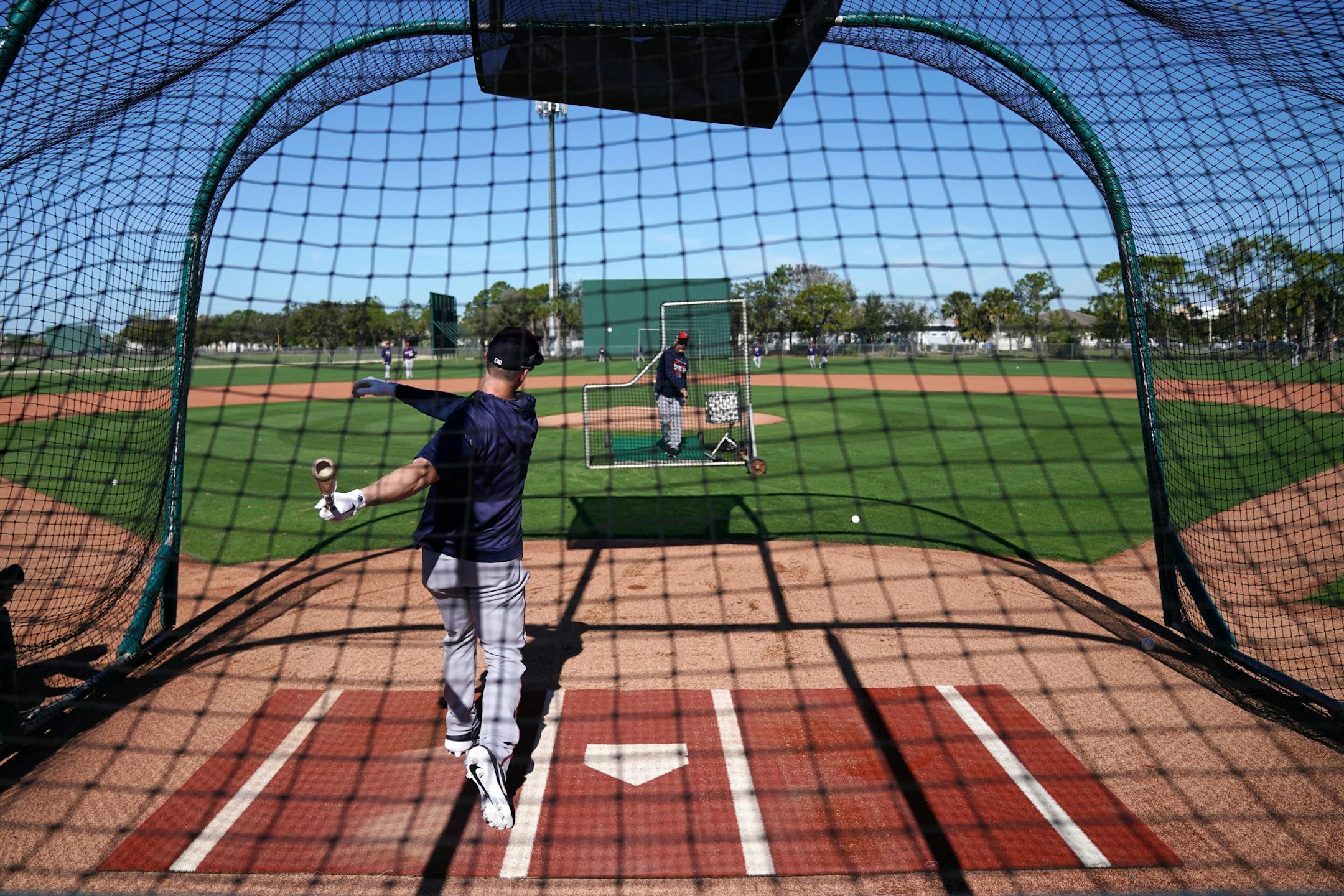 Twins catcher Jason Castro (15) took batting practice Thursday morning.