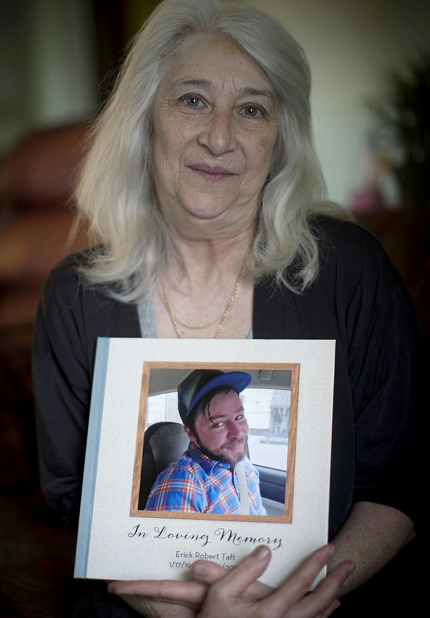 Anne Taft-Wild spoke about her son Erick Taft who died from a carfentanil overdose just days after his 31st birthday, in Crystal,MN, Thursday, April 27, 2017.] ELIZABETH FLORES &#xef; liz.flores@startribune.com