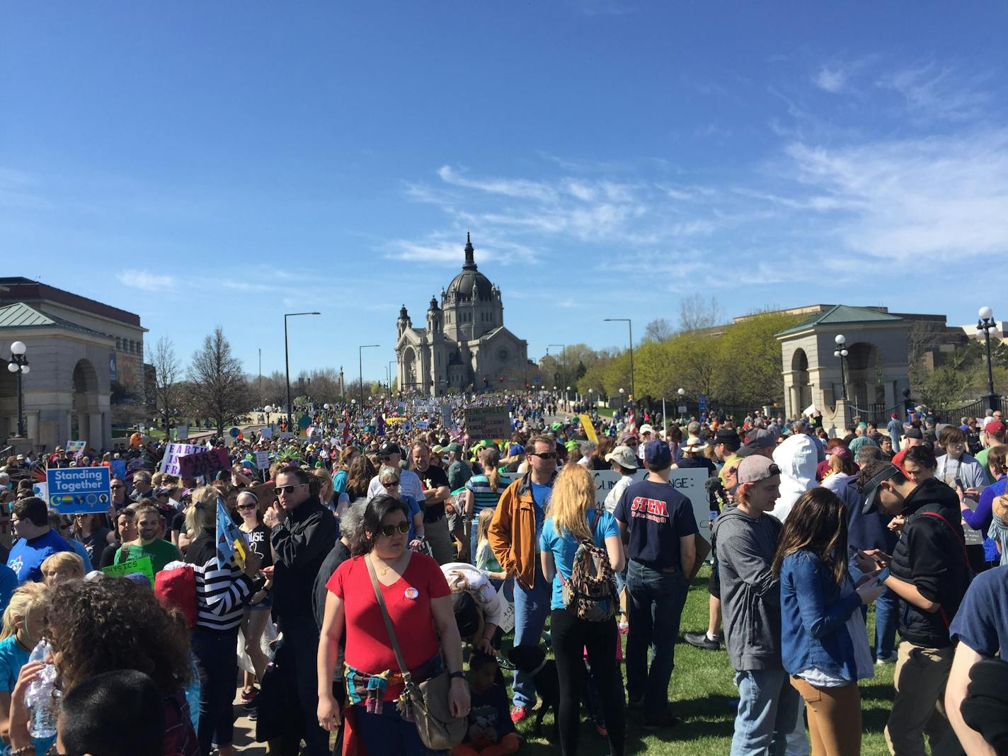 People begin heading Saturday to the Capitol in St. Paul as part of the international March for Science.