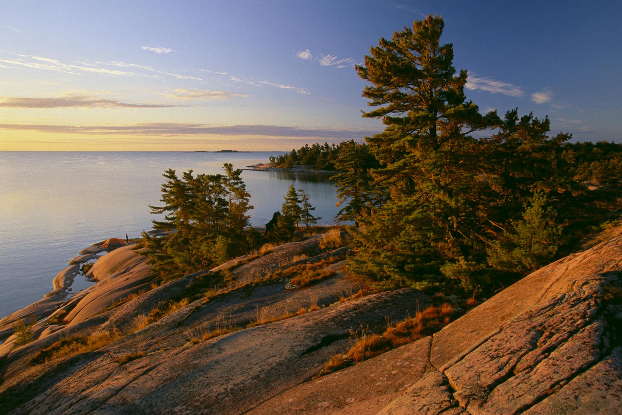 BVisitors to the Mysteries of the Great Lakes at the Science Museum of Minnesota's Omnitheater will take a giant screen journey to several breathtaking Great Lakes locations, including the Benjamin Islands. This smooth pink granite rocks, windswept pines, and sparkling waters create the vistas for which Lake Huron's Georgian Bay is famous. Mysteries of the Great Lakes opens in the Omnitheater on Friday, September 12. Photo credit: Gary and Joanie McGuffin ¬§ ORG XMIT: MIN20140415125103