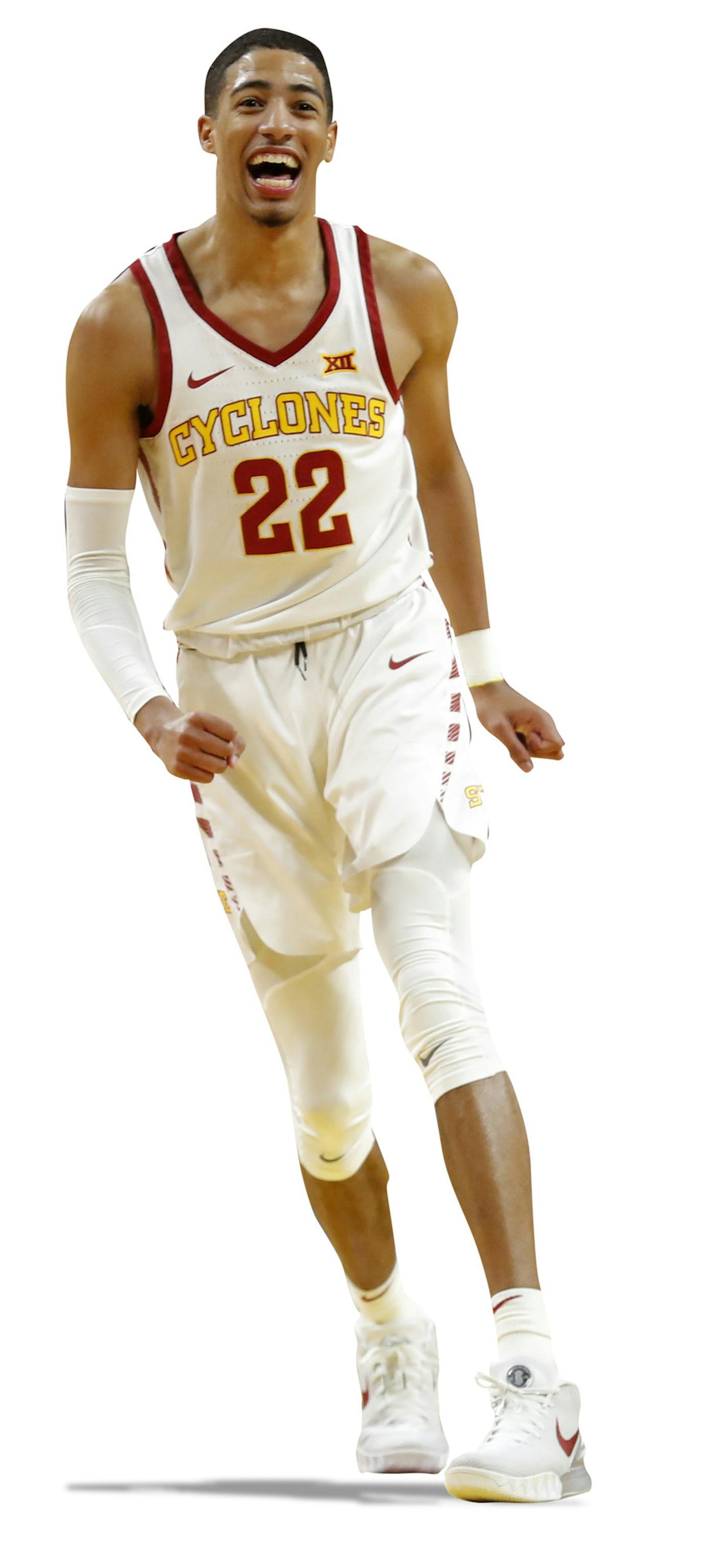 Iowa State guard Tyrese Haliburton reacts during the second half of an NCAA college basketball game against Southern University, Sunday, Dec. 9, 2018, in Ames, Iowa. Iowa State won 101-65. (AP Photo/Charlie Neibergall) ORG XMIT: IACN1