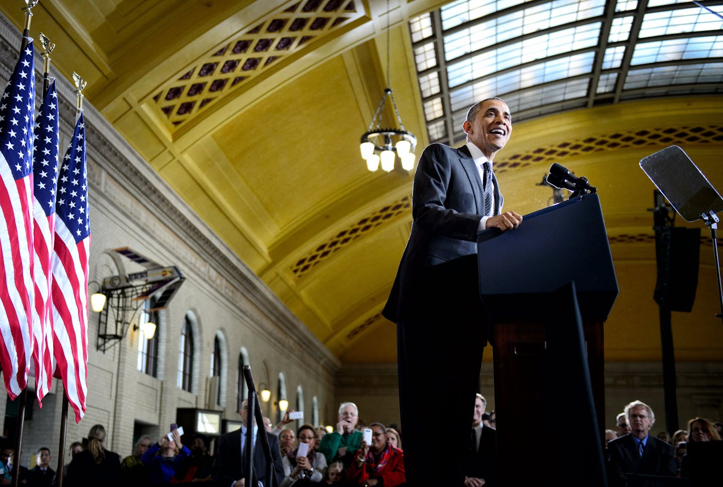 President Obama traveled to St. Paul to Union Depot to unveil an jobs and infrastructure initiative. He also toured the Metro Transit Light Rail Operations and Maintenance Facility where he bought the first ticket sold from a ticket station there. Wednesday, February 26, 2014 ] GLEN STUBBE * gstubbe@startribune.com